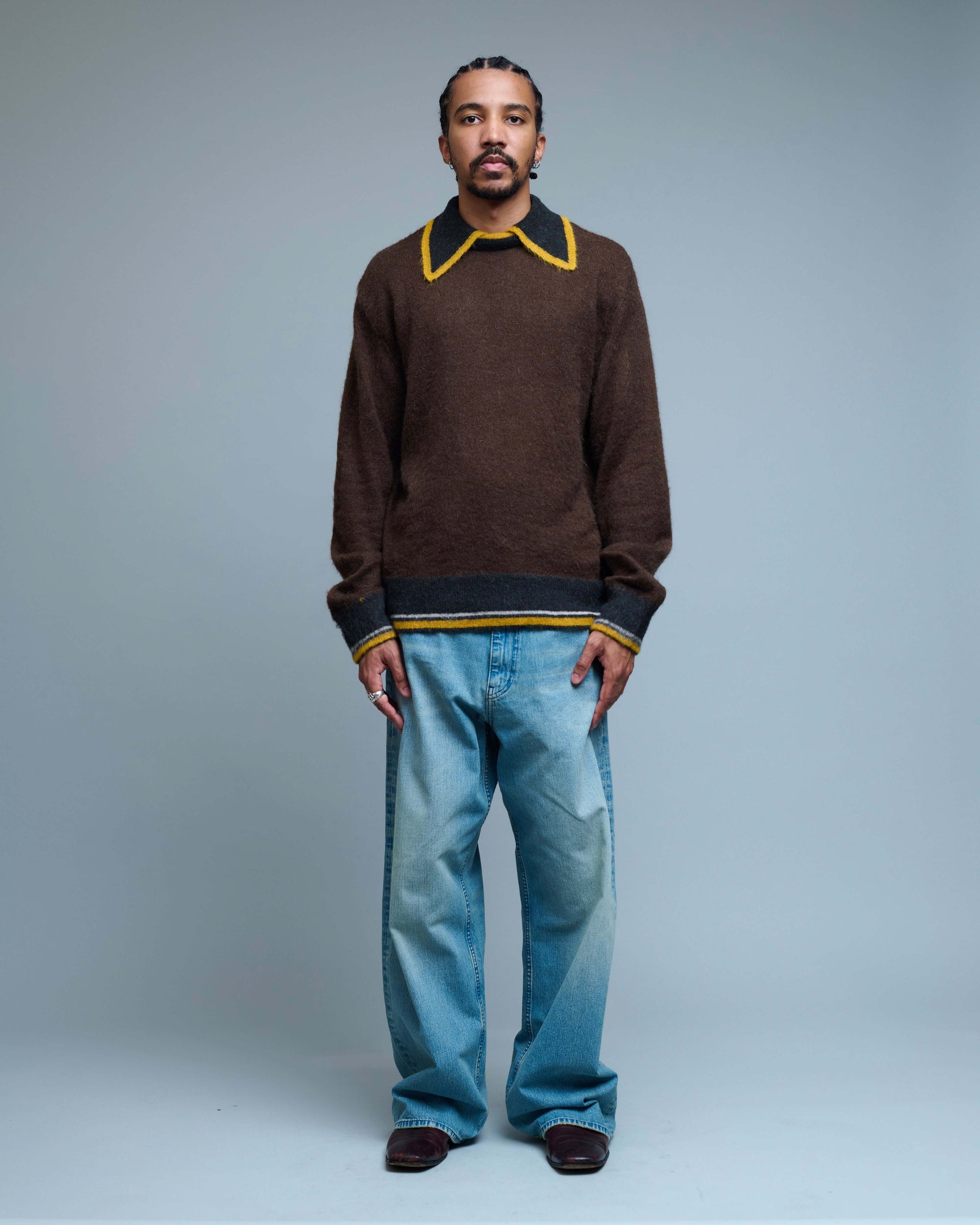 Wool Blend Knitted Collar Jumper