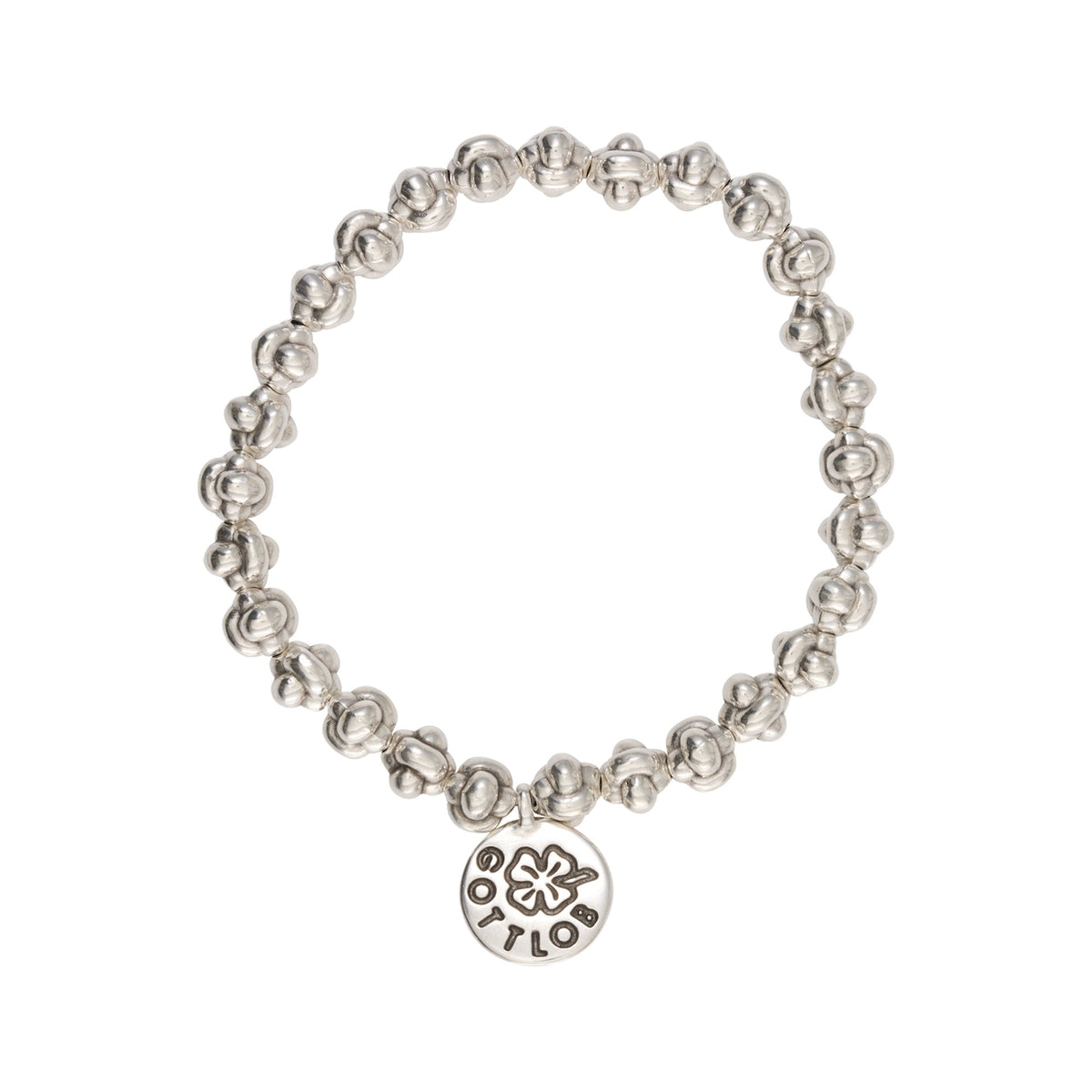 Gottlob Edition 9 bracelet in 999 silver plated beads with branded charm