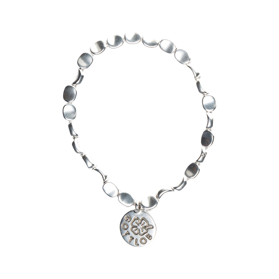 Gottlob Edition 5 bracelet in 999 silver coated oval beads with branded charm