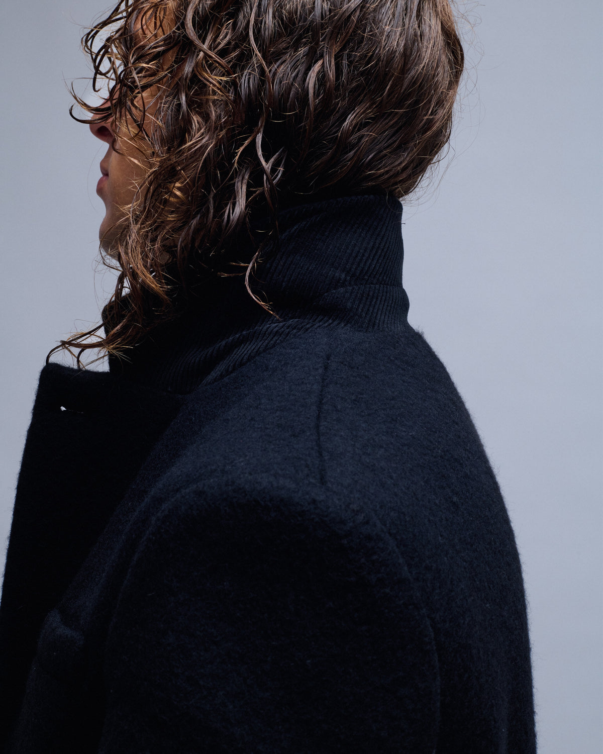 Coduroy Trim Hairy Chesterfield Coat