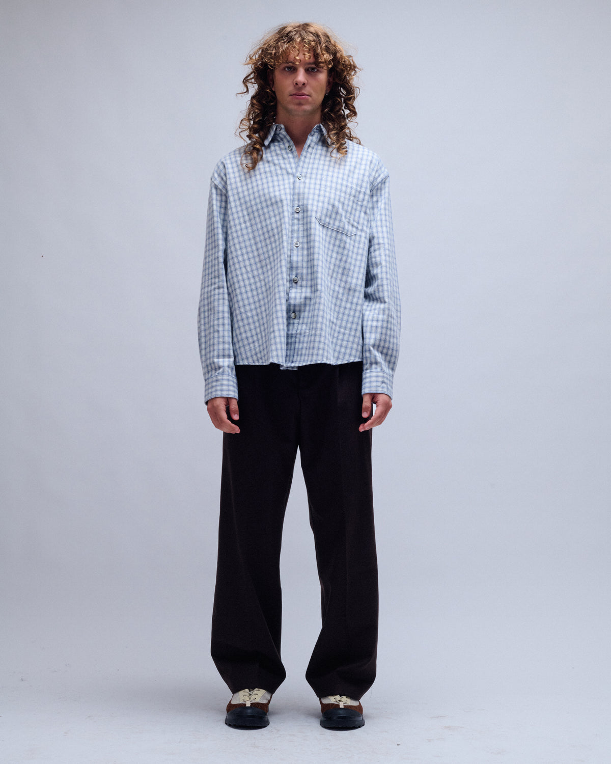 Cotton Blue Tartan Check Shirt