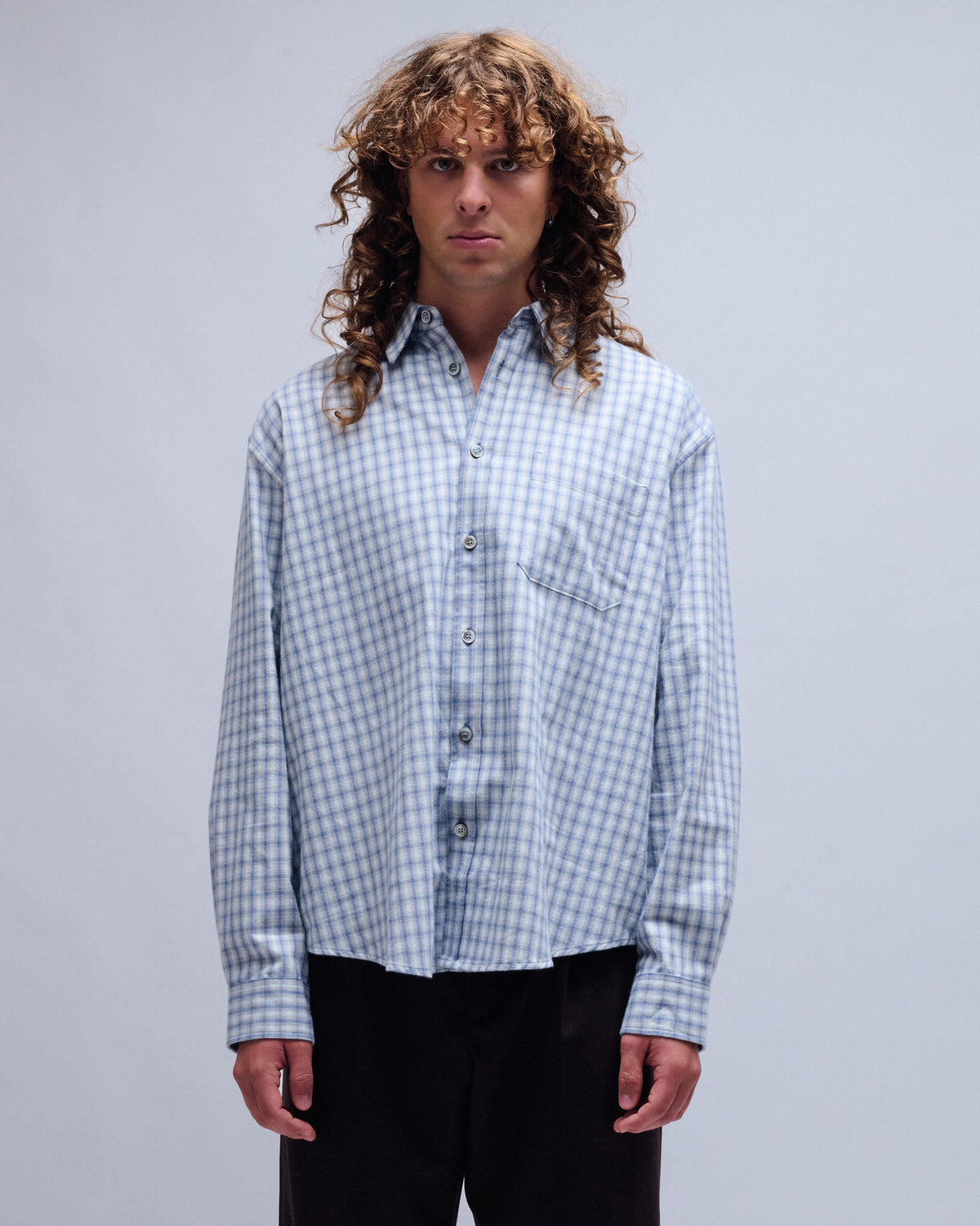 Cotton Blue Tartan Check Shirt