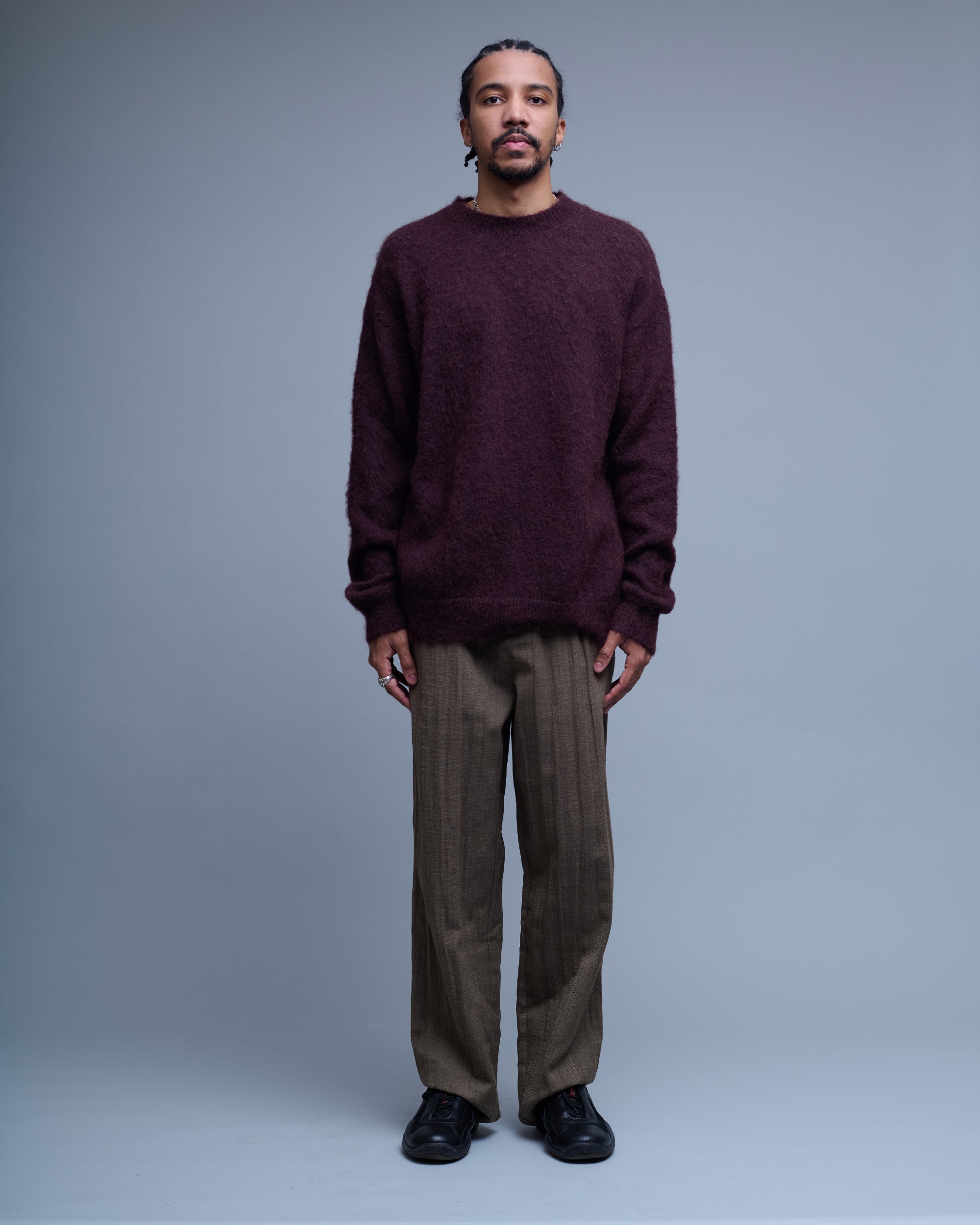 Crumpled Herringbone Trousers