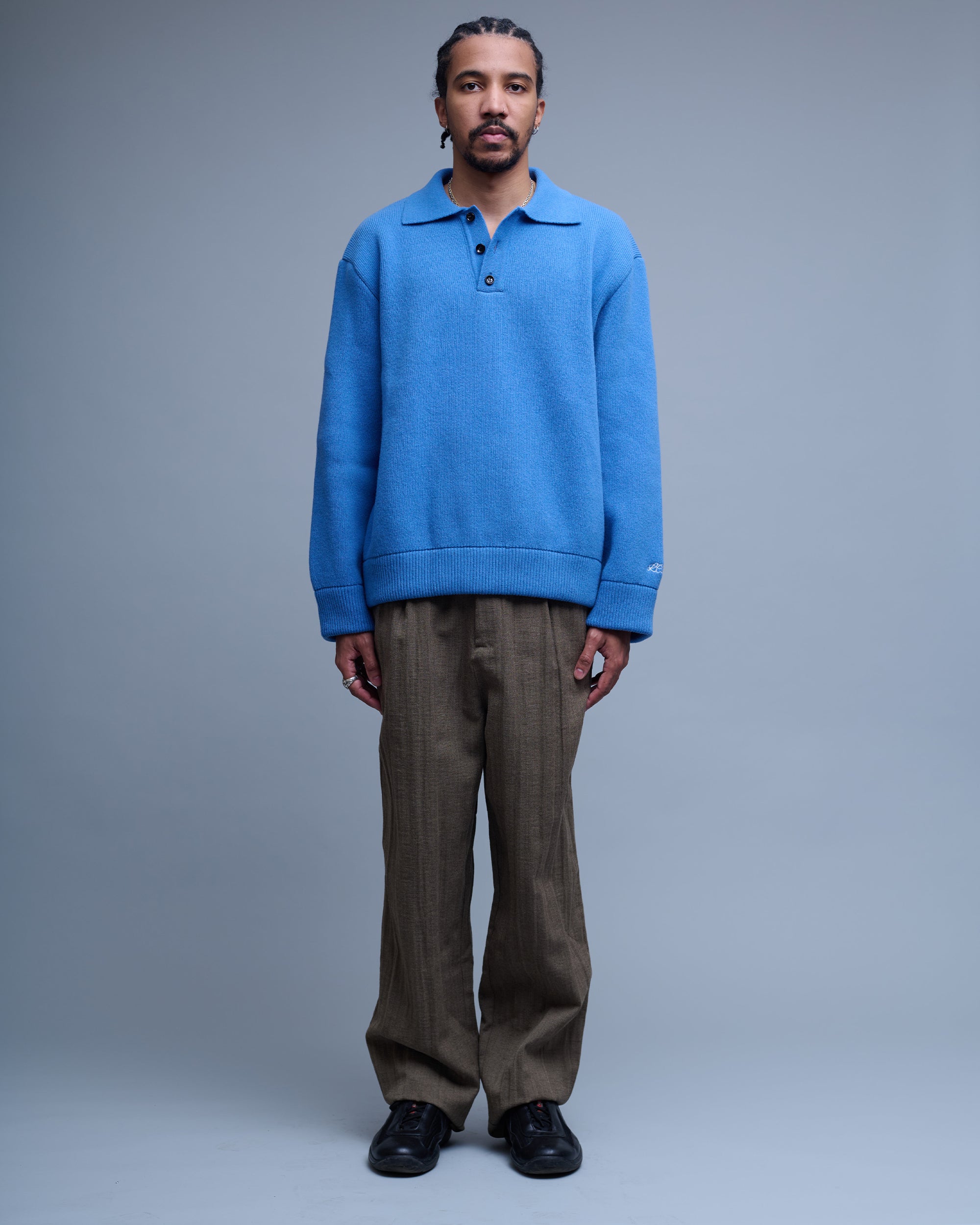 Crumpled Herringbone Trousers