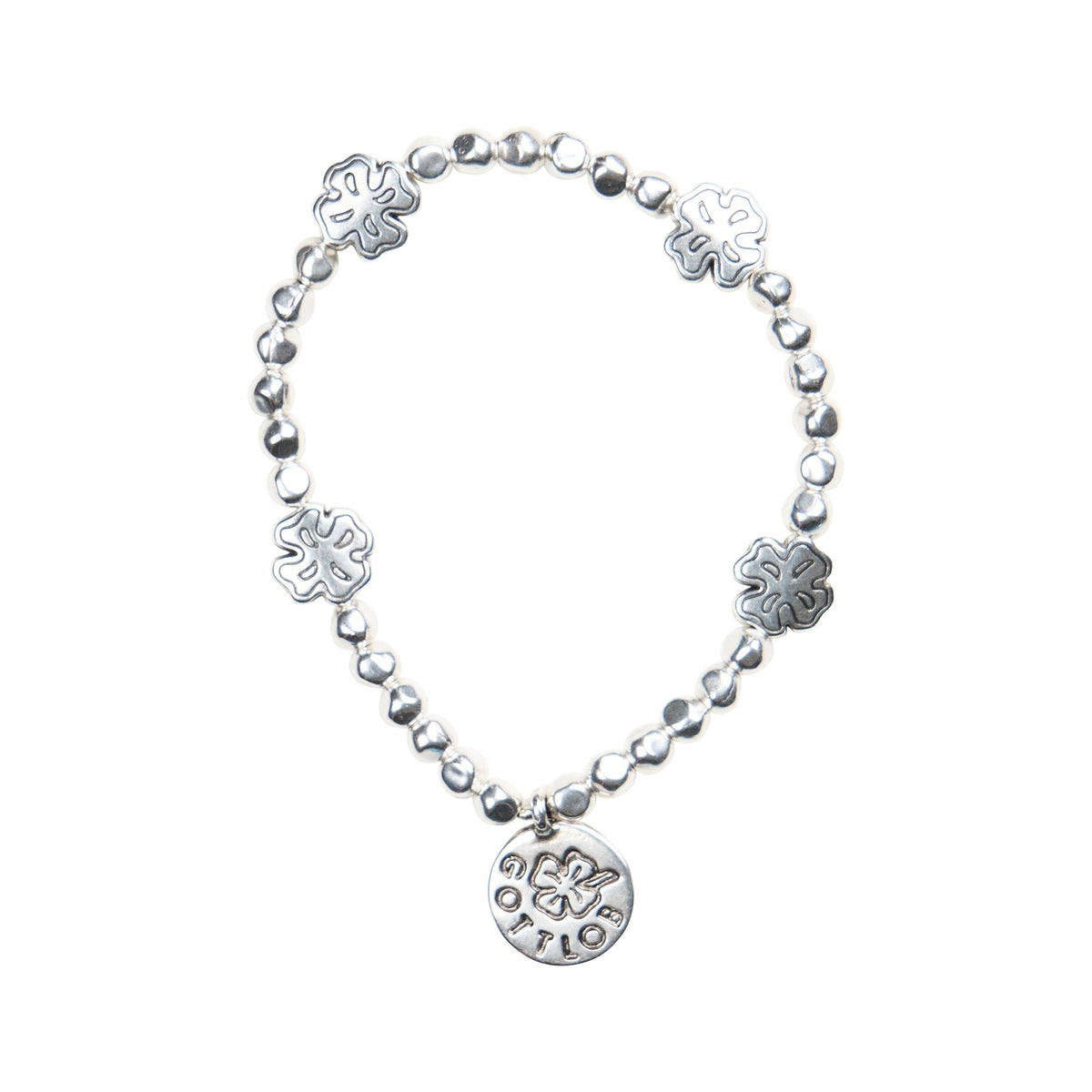 Gottlob Edition 7 bracelet in 999 silver coated irregular and clover beads