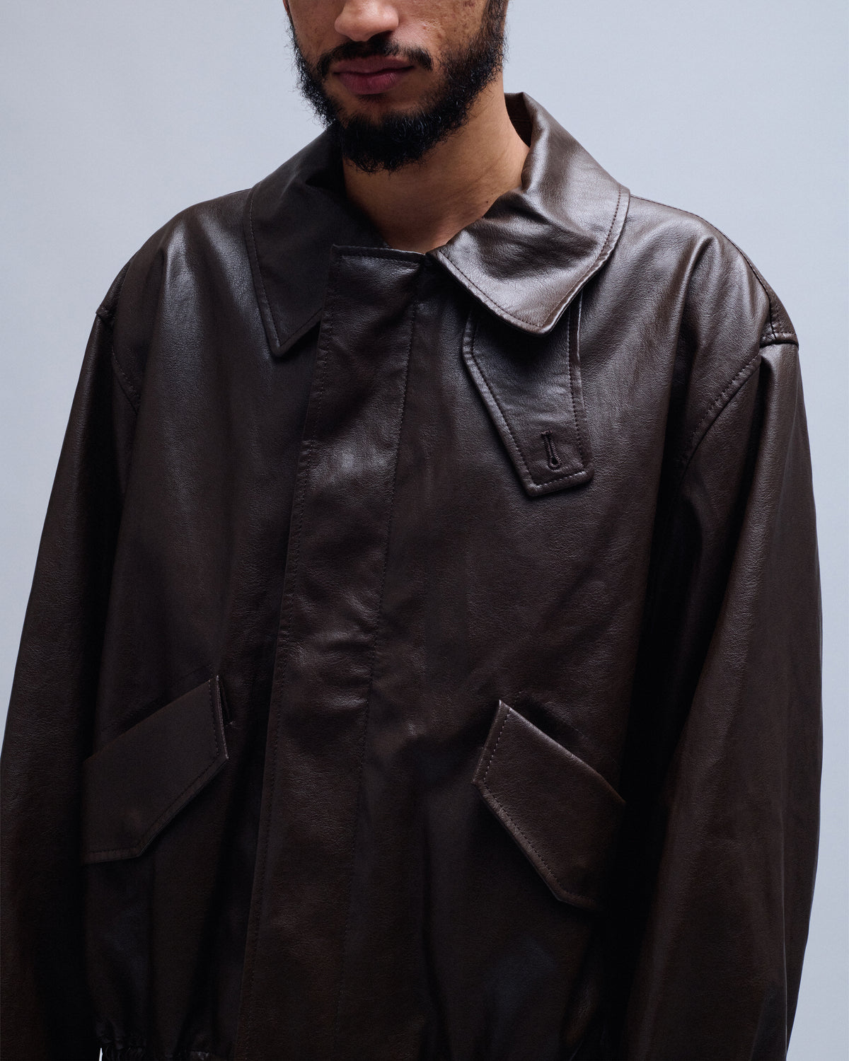 Faux Leather Zip Blouson Jacket