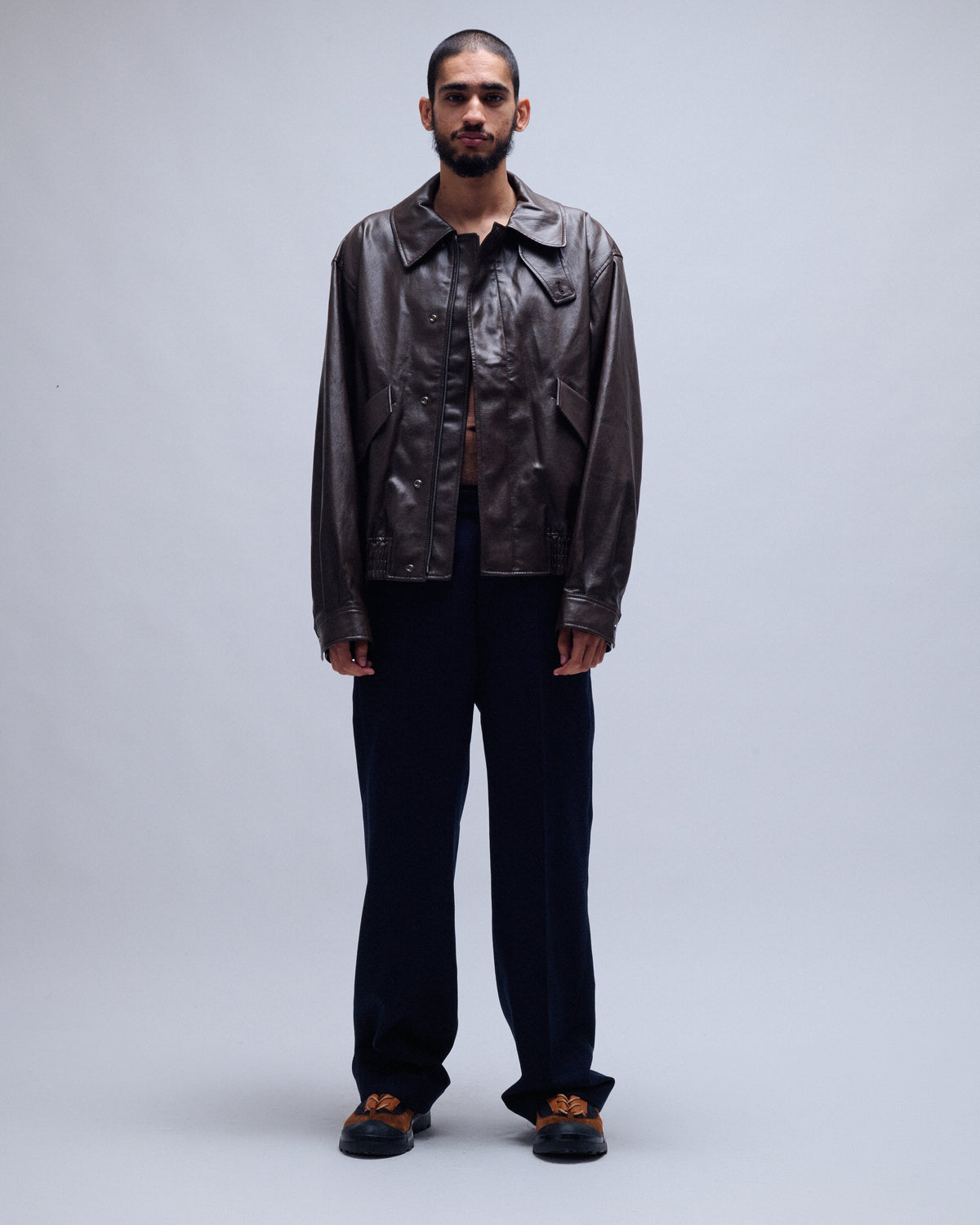 Faux Leather Zip Blouson Jacket