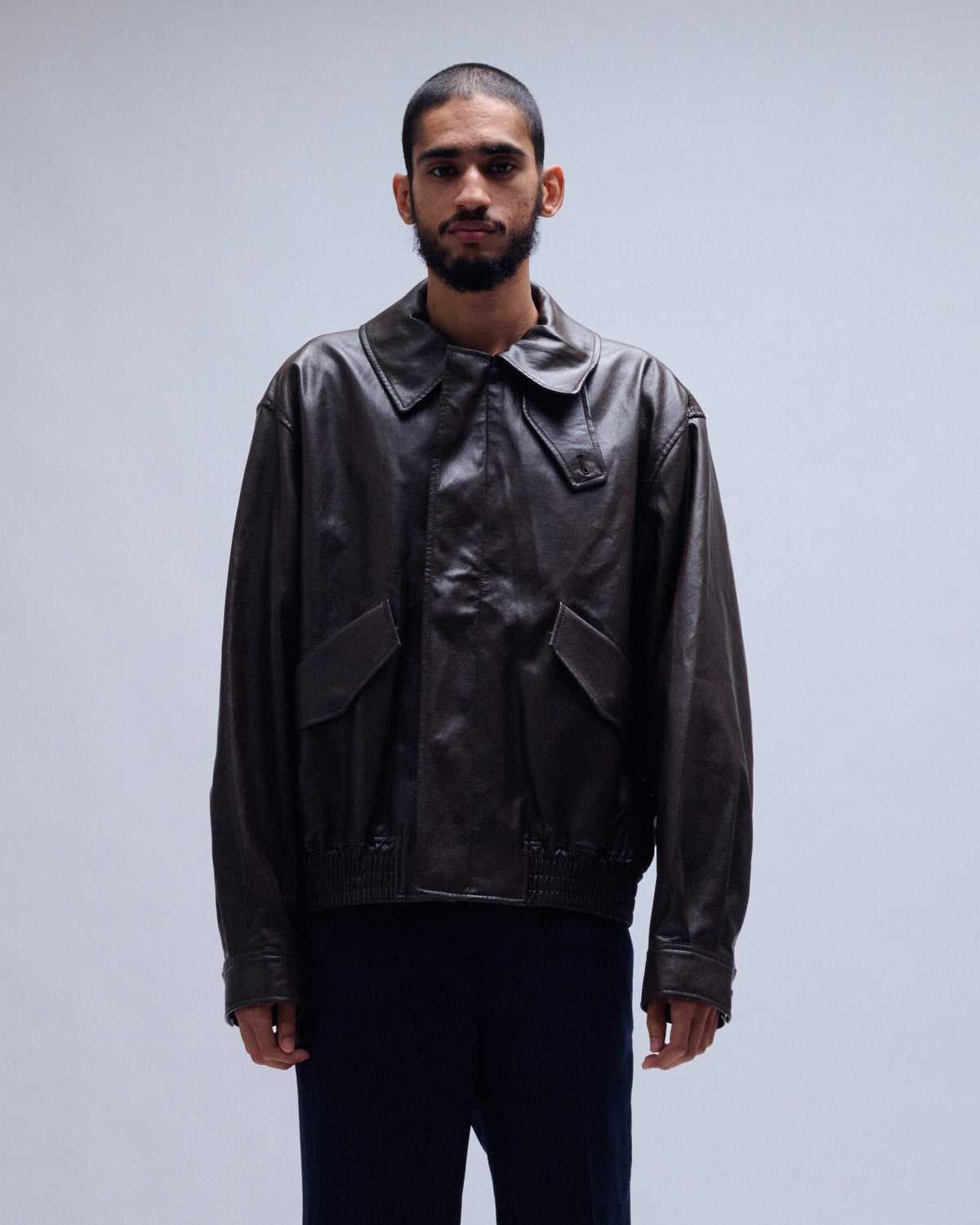 Faux Leather Zip Blouson Jacket