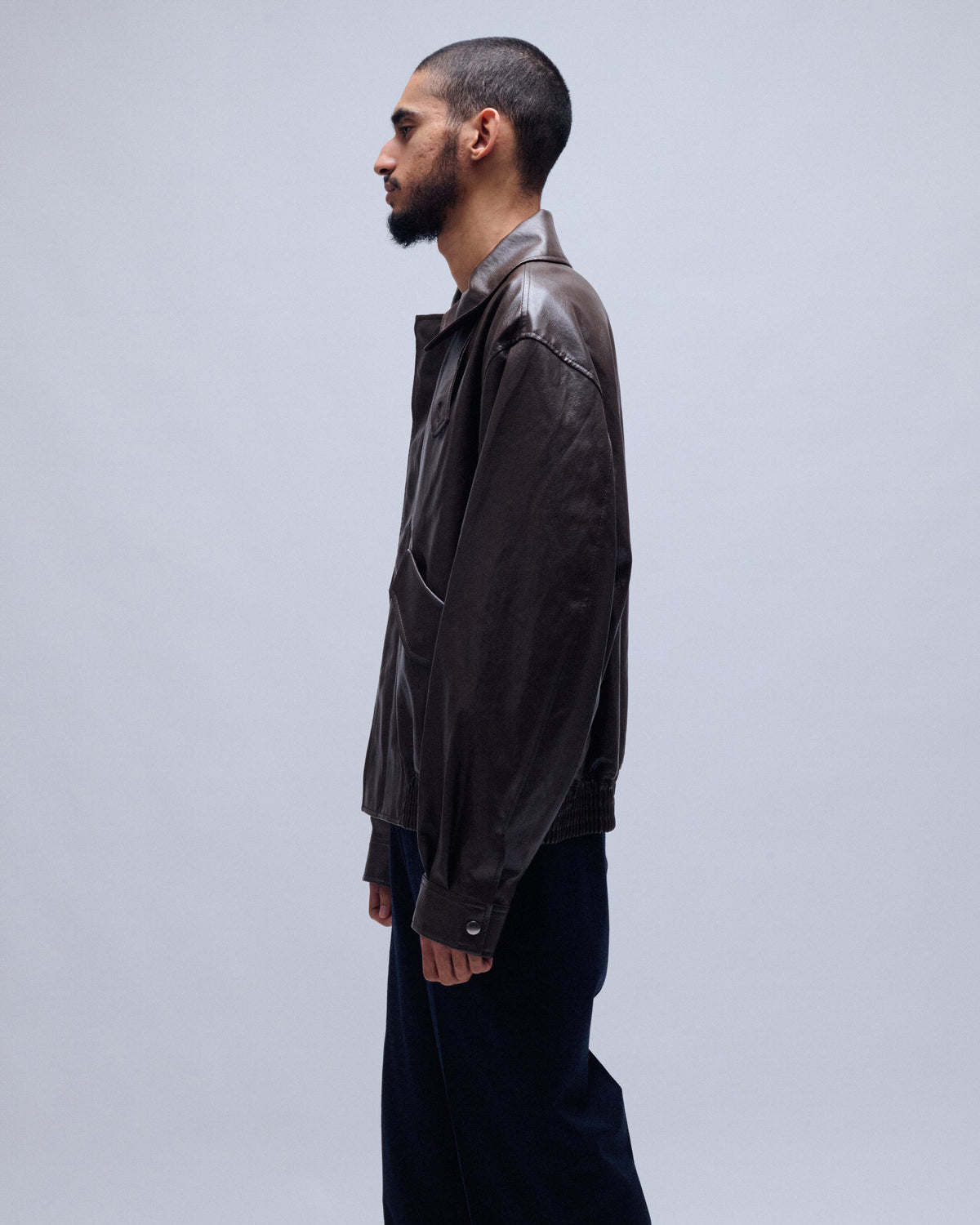 Faux Leather Zip Blouson Jacket