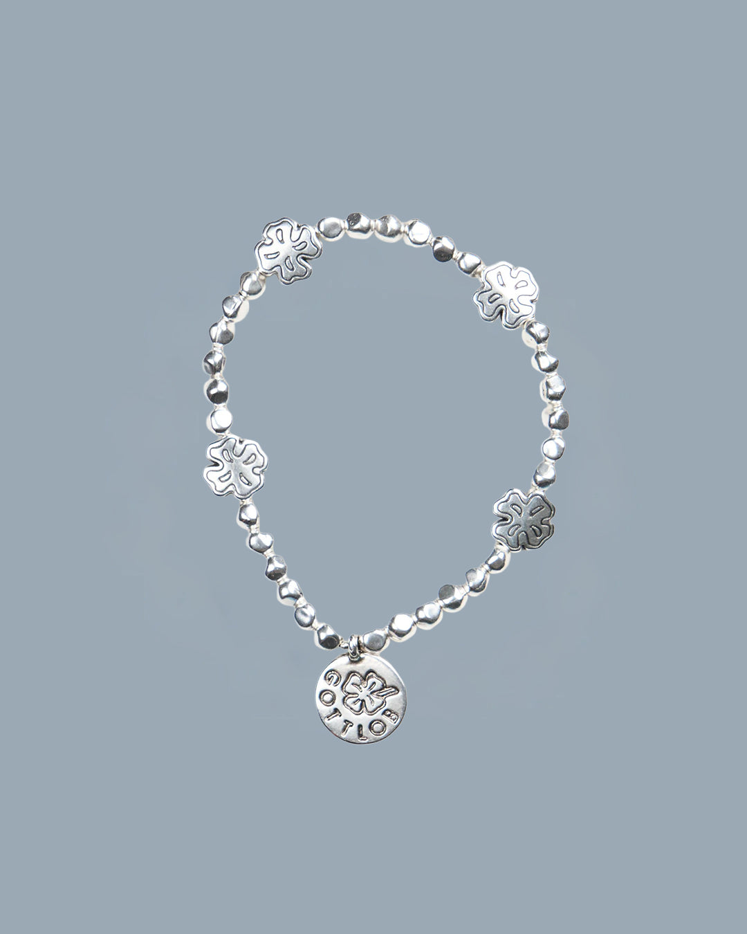 Edition 7.2 999 Silver Coated Irregular 5mm Beads with Four 24K Silver Plated Clover Beads