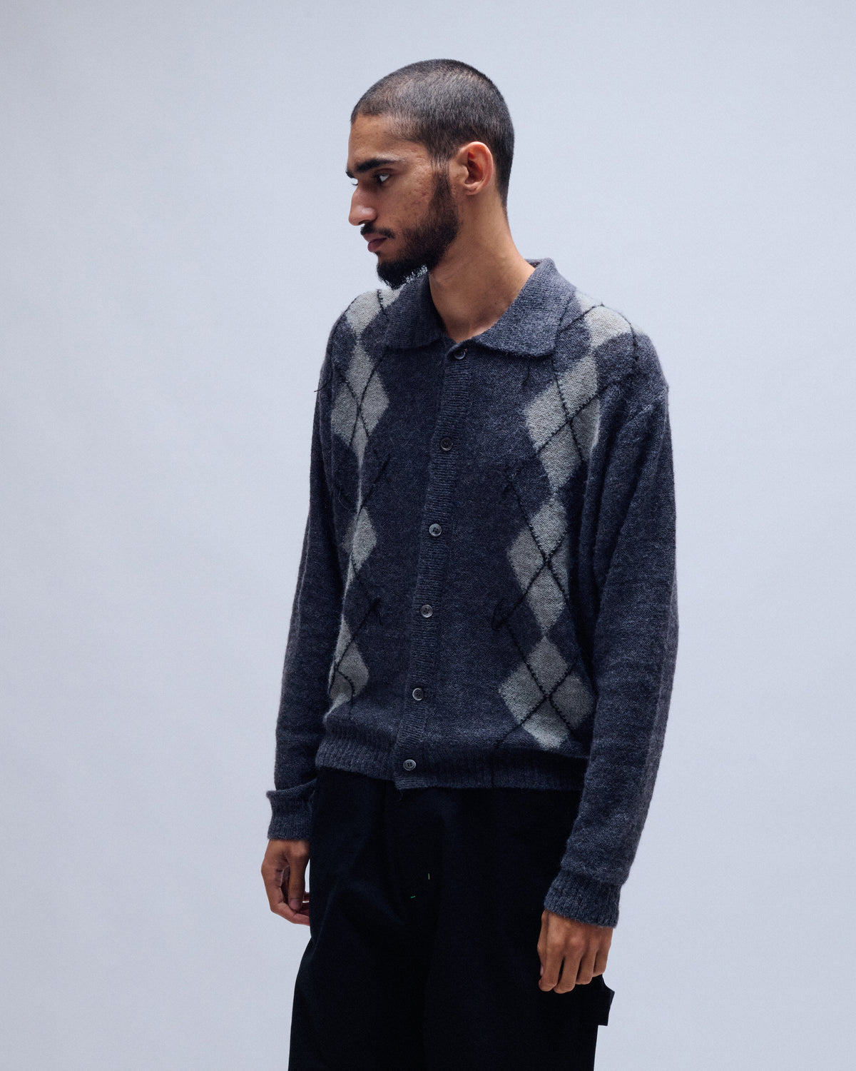 Inside Out Argyle Collar Cardigan