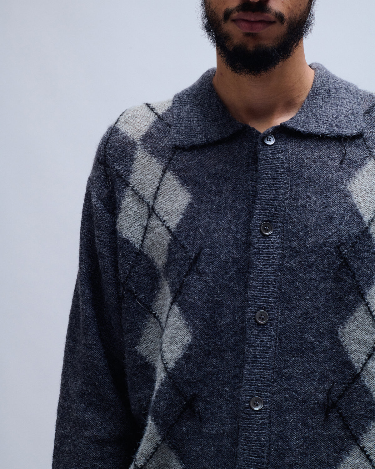 Inside Out Argyle Collar Cardigan