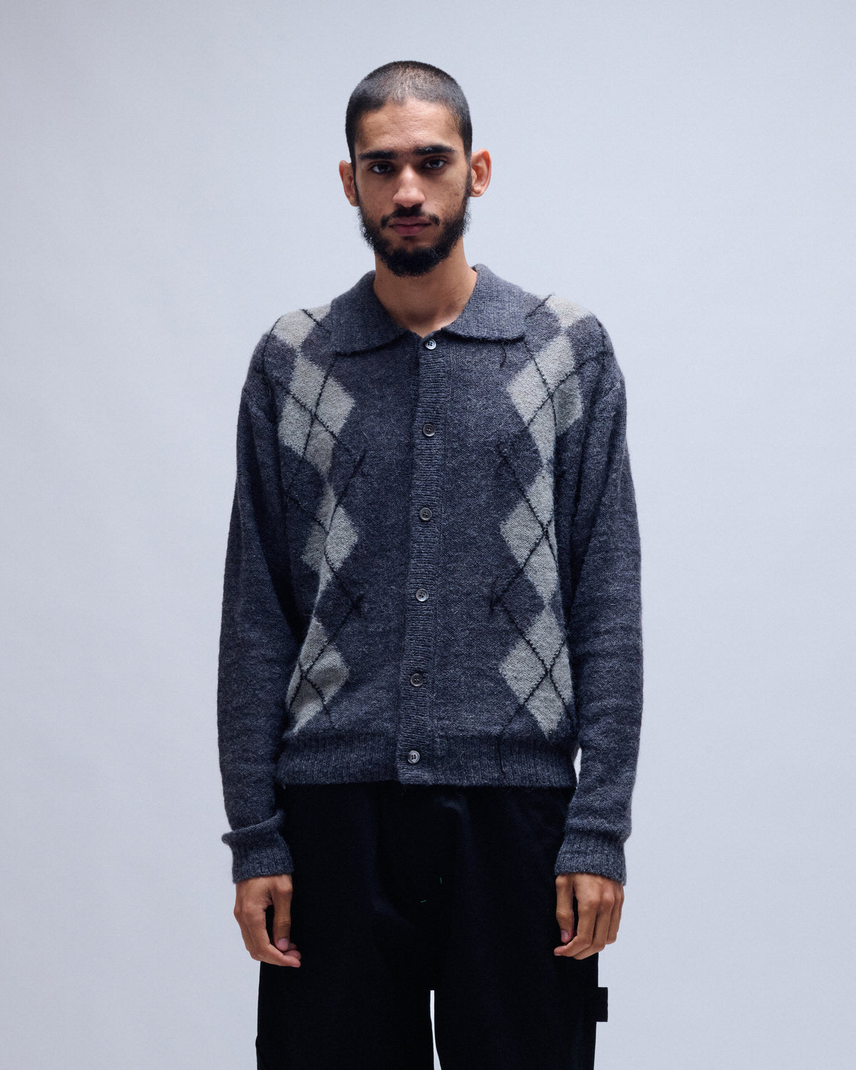 Inside Out Argyle Collar Cardigan