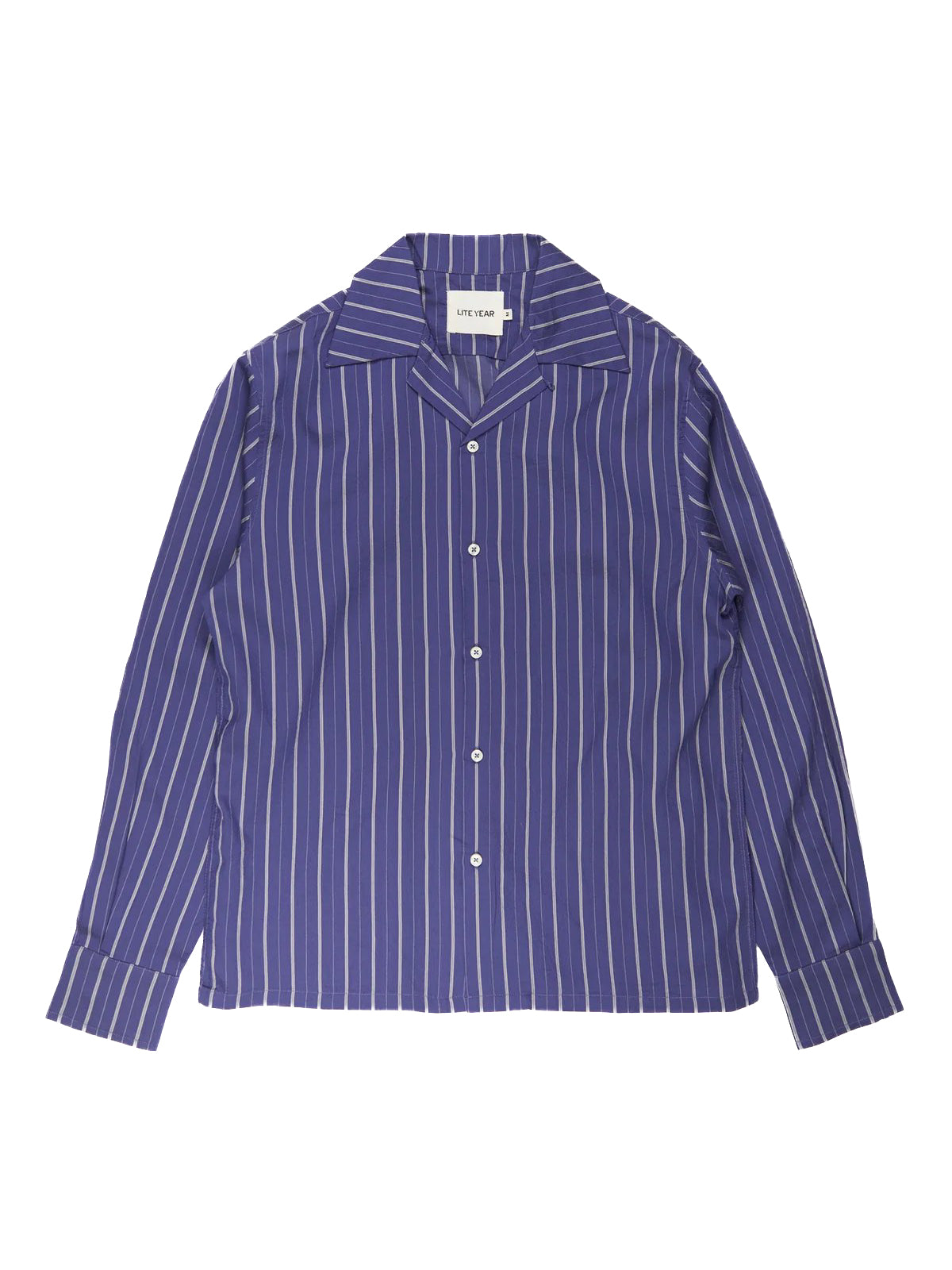Silk Stripe Long Sleeve Camp Collar Shirt
