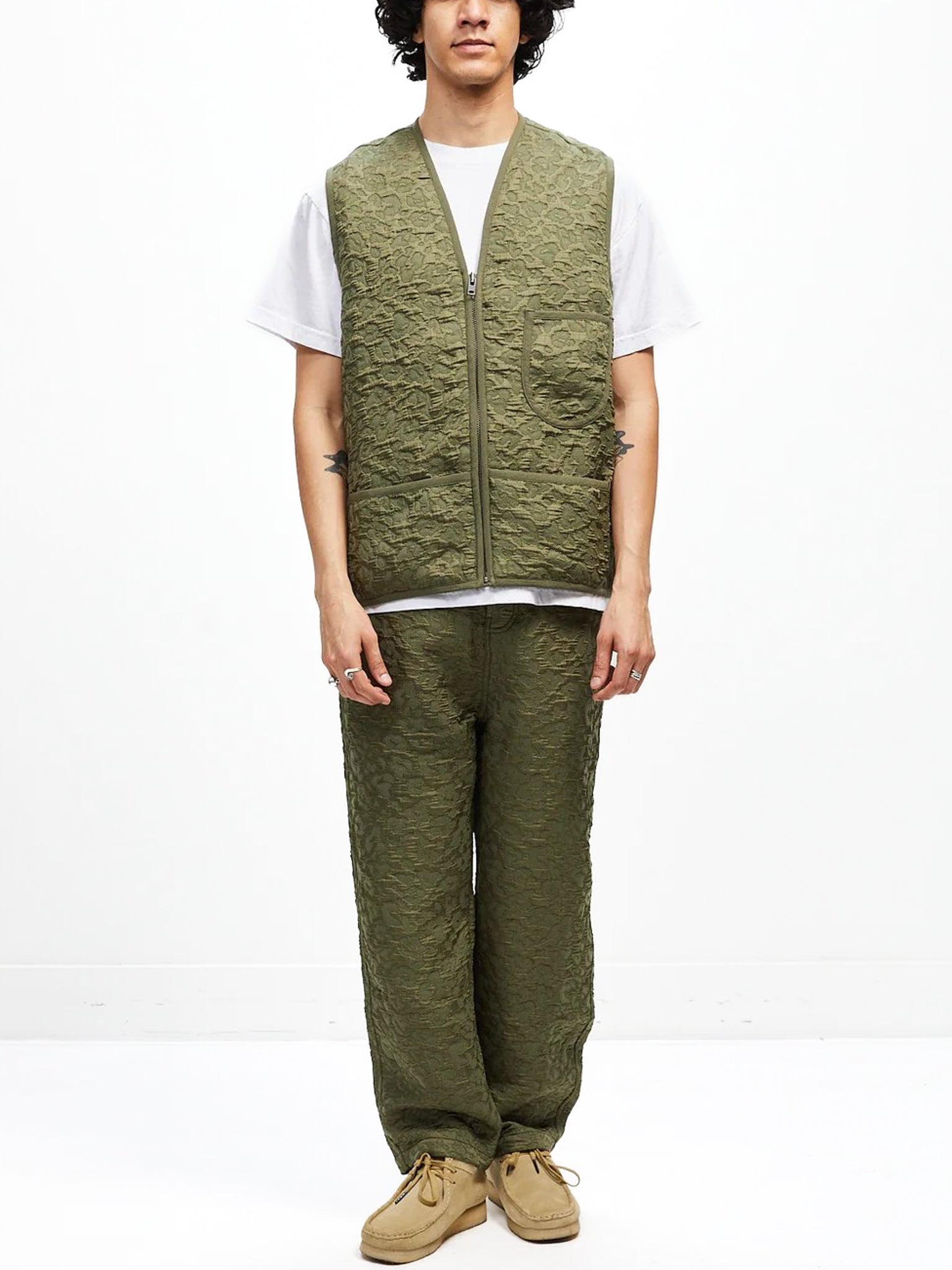 Quilted Military Zip Up Vest
