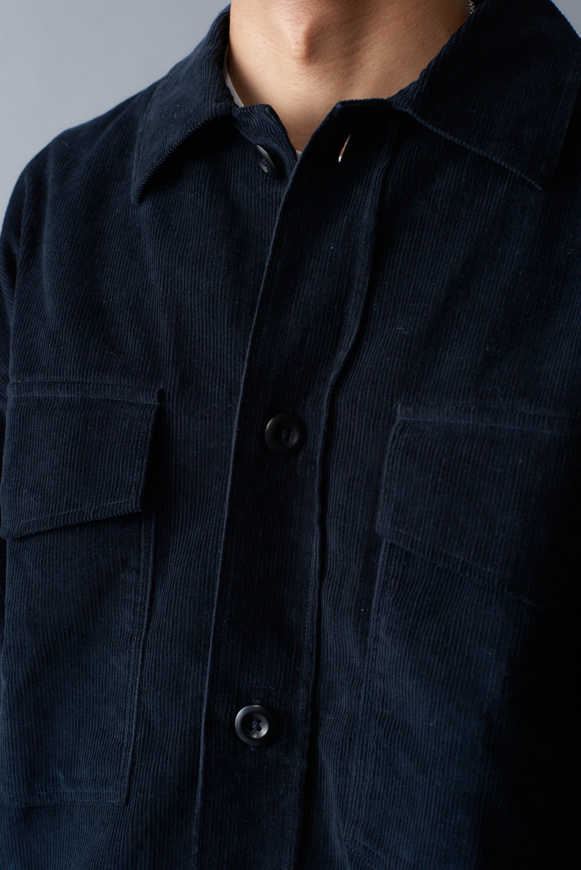 Heavy Cotton Needlecord Long Overshirt