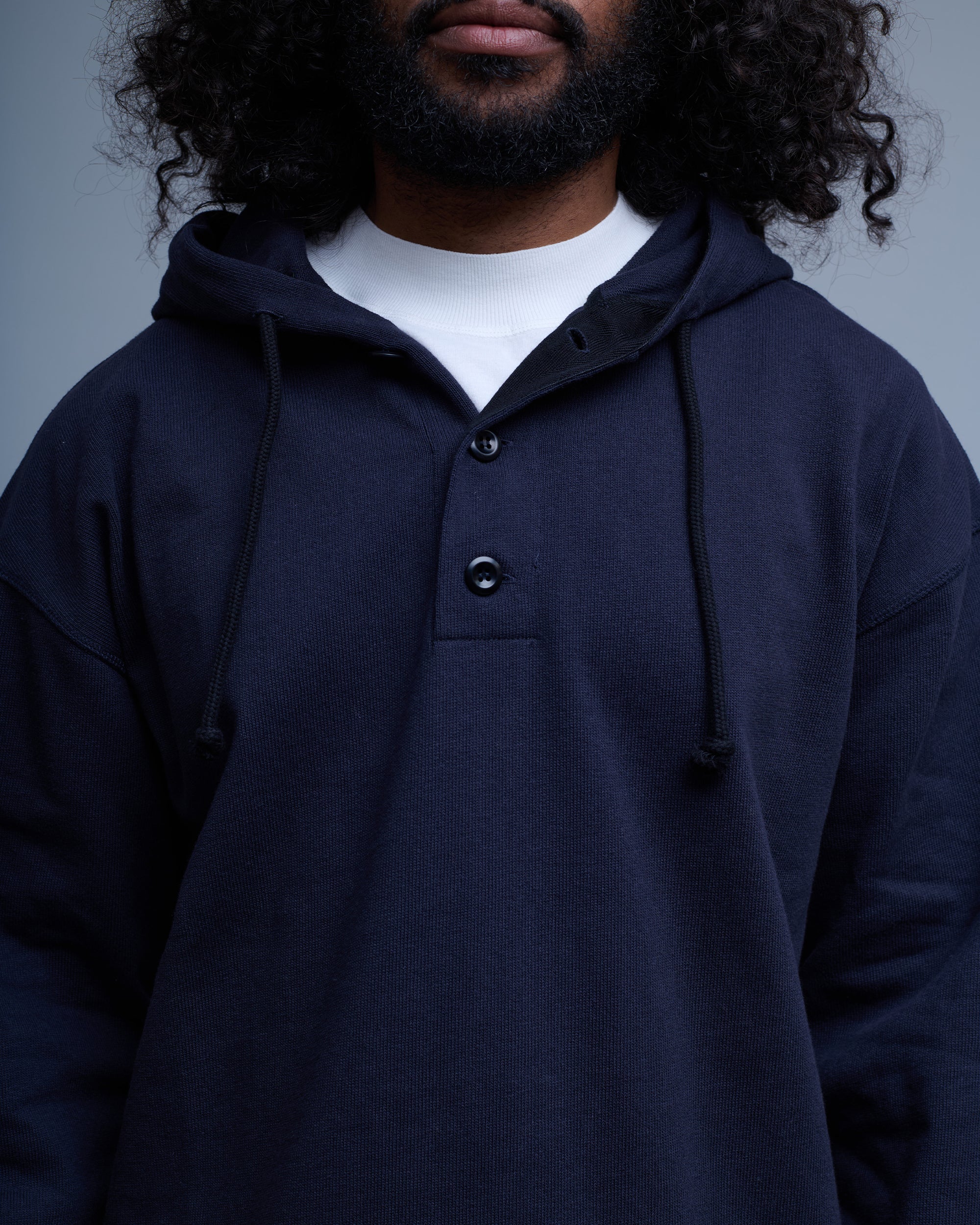 Open End Jersey Button Hoodie