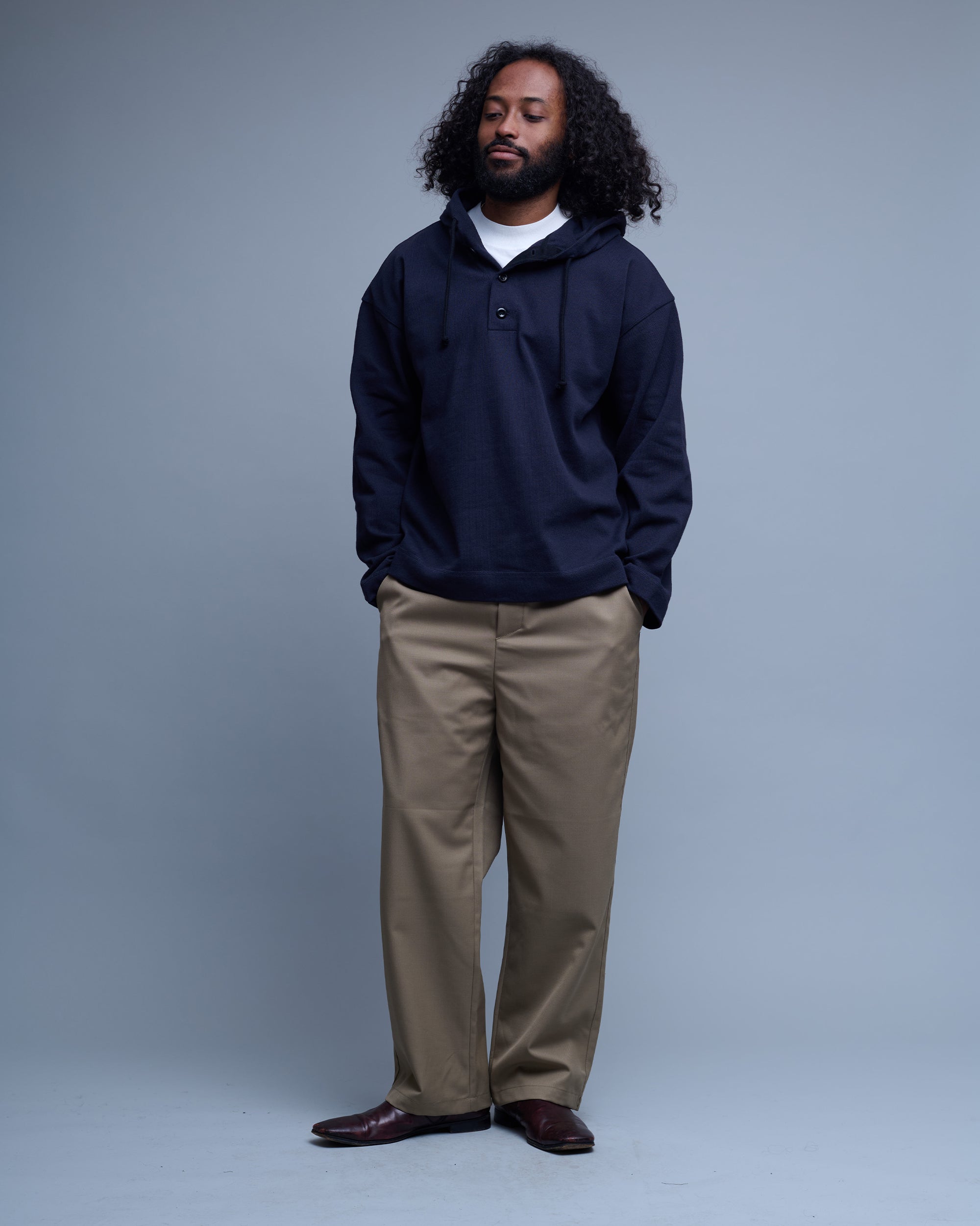 Open End Jersey Button Hoodie