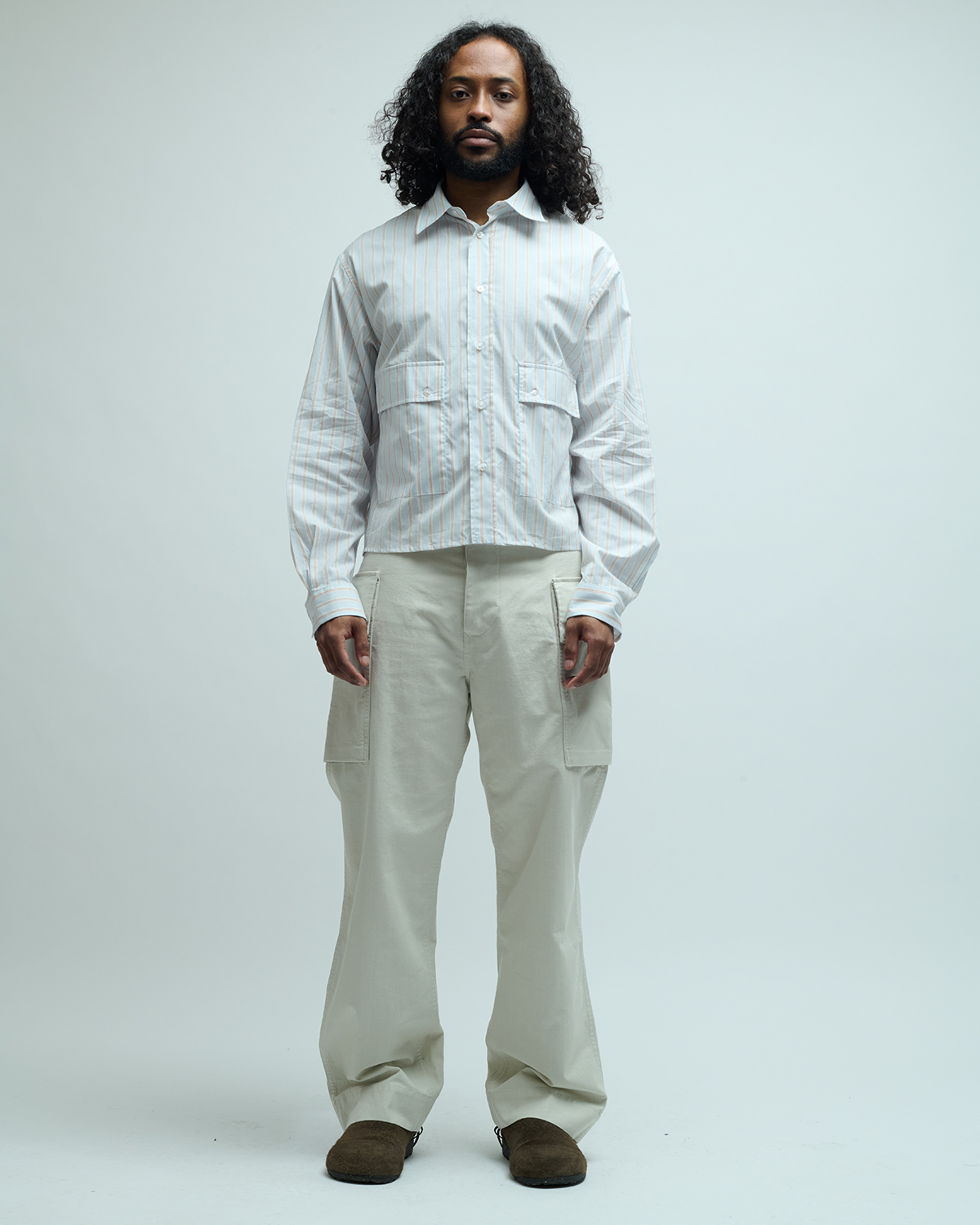 Irregular Cotton Drill Cargo Pocket Trouser