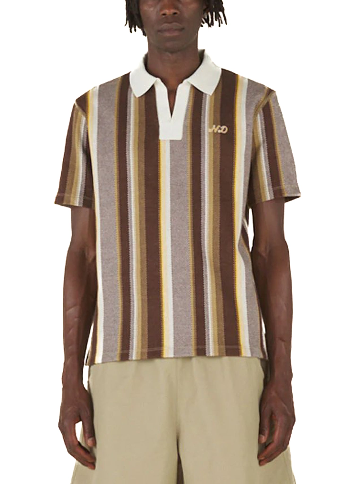 Short Sleeve Striped Knit Polo