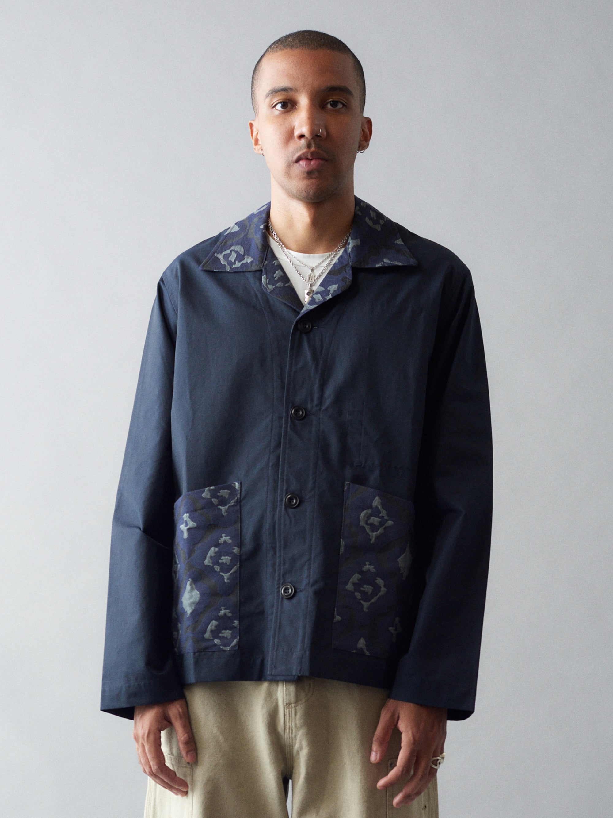 Contrast Trim Cotton Nylon Cardigan