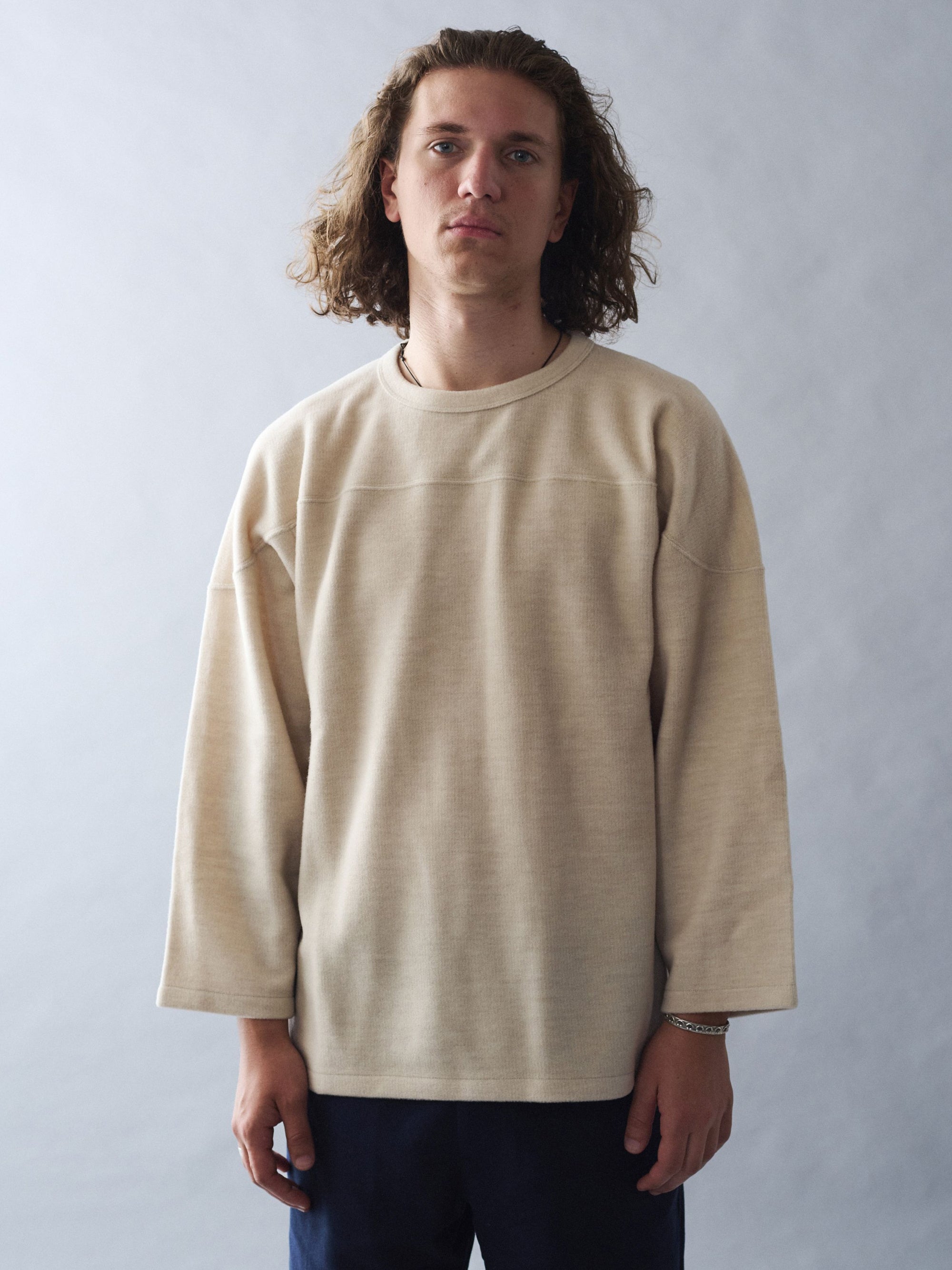 Interlock Panel Wool Knit Sweatshirt