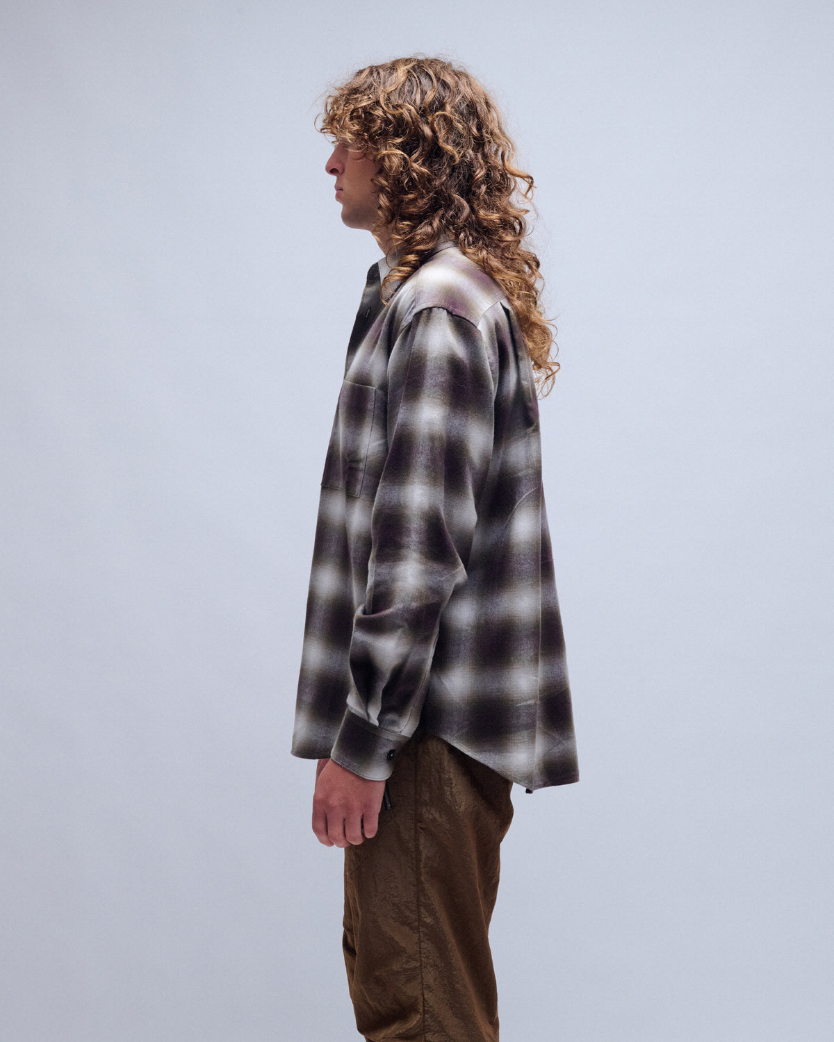 Regular Japanese Cotton Blend Shadow Check Shirt