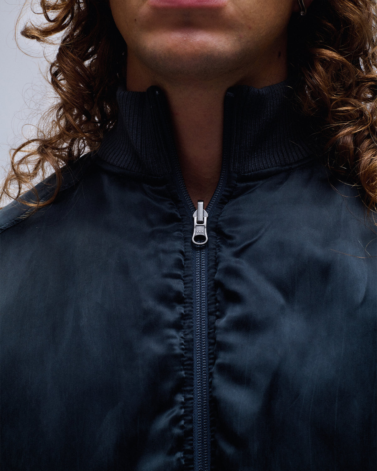 Ribbed Silky Blouson Jacket