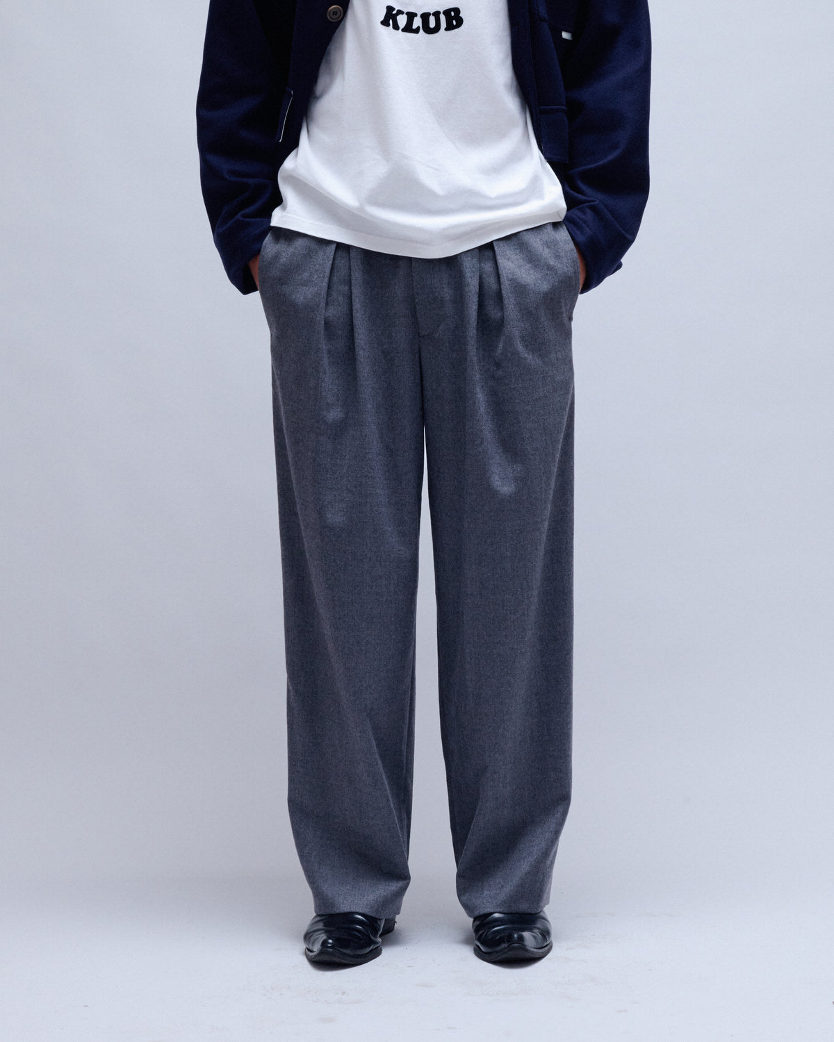Wool Flannel Easy Wide Trousers