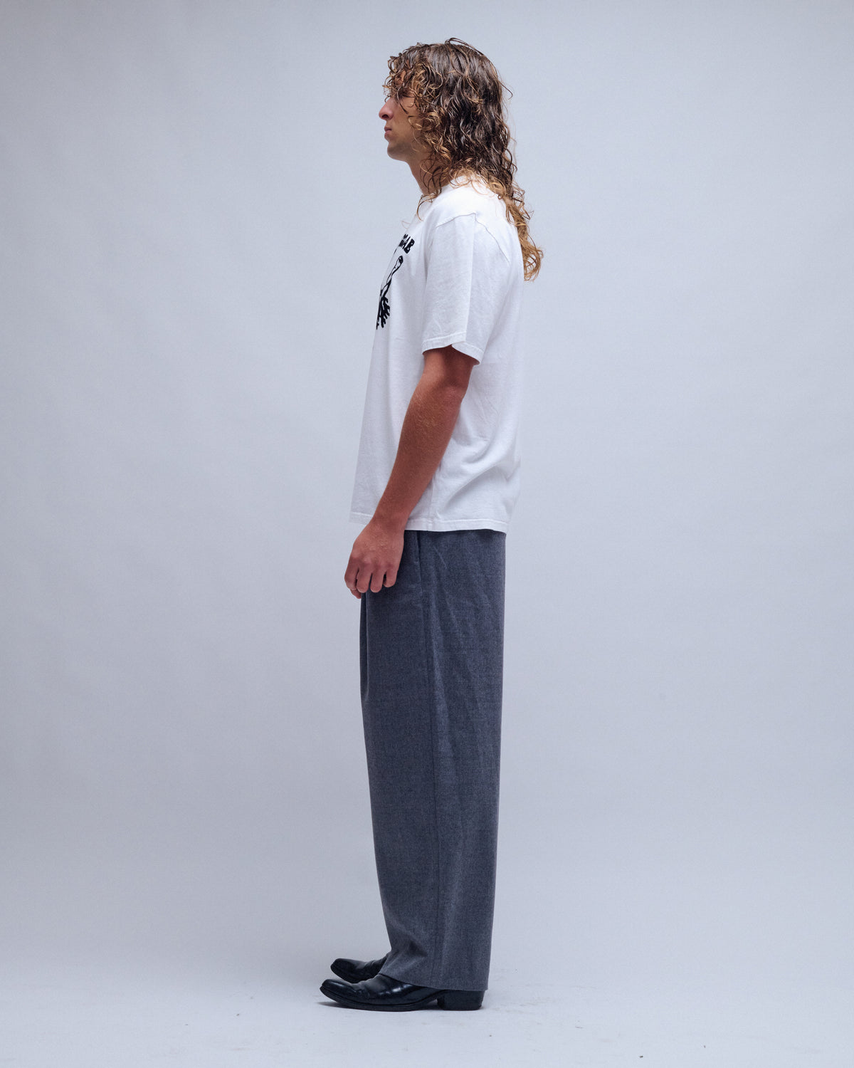 Wool Flannel Easy Wide Trousers