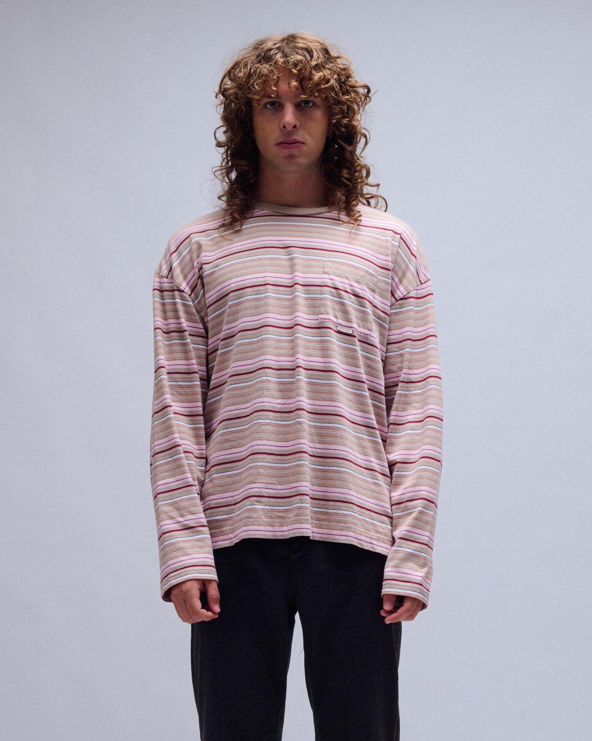 Stripe Long Sleeve Pocket Tee