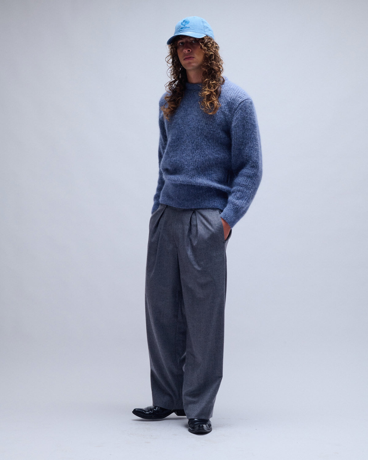 Wool Flannel Easy Wide Trousers