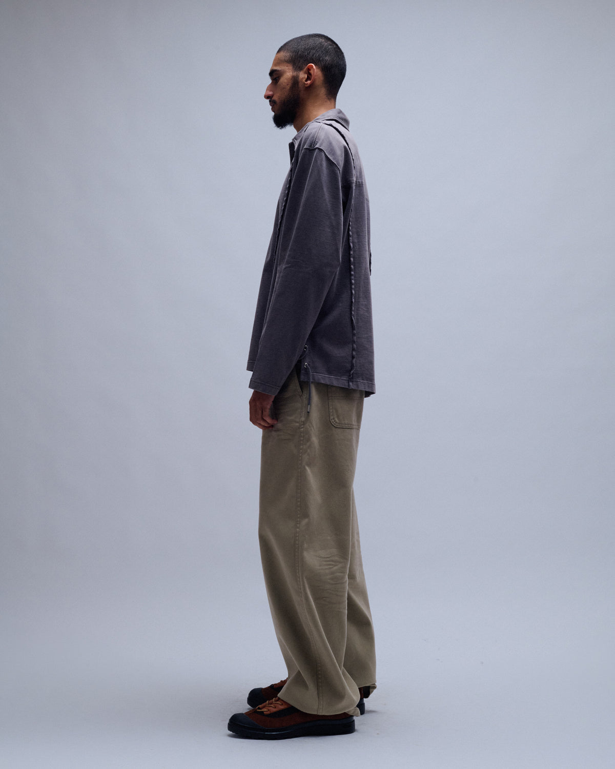 Stitch Back Embossed Washed Curved Pants
