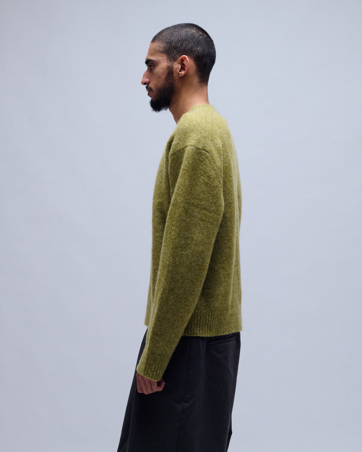 Wool Blend Hairy V-Neck Sweater