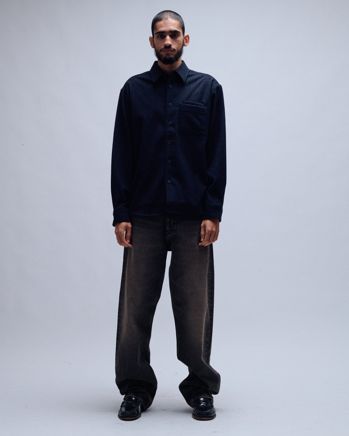 Wool Blend Rib Textured Shirt