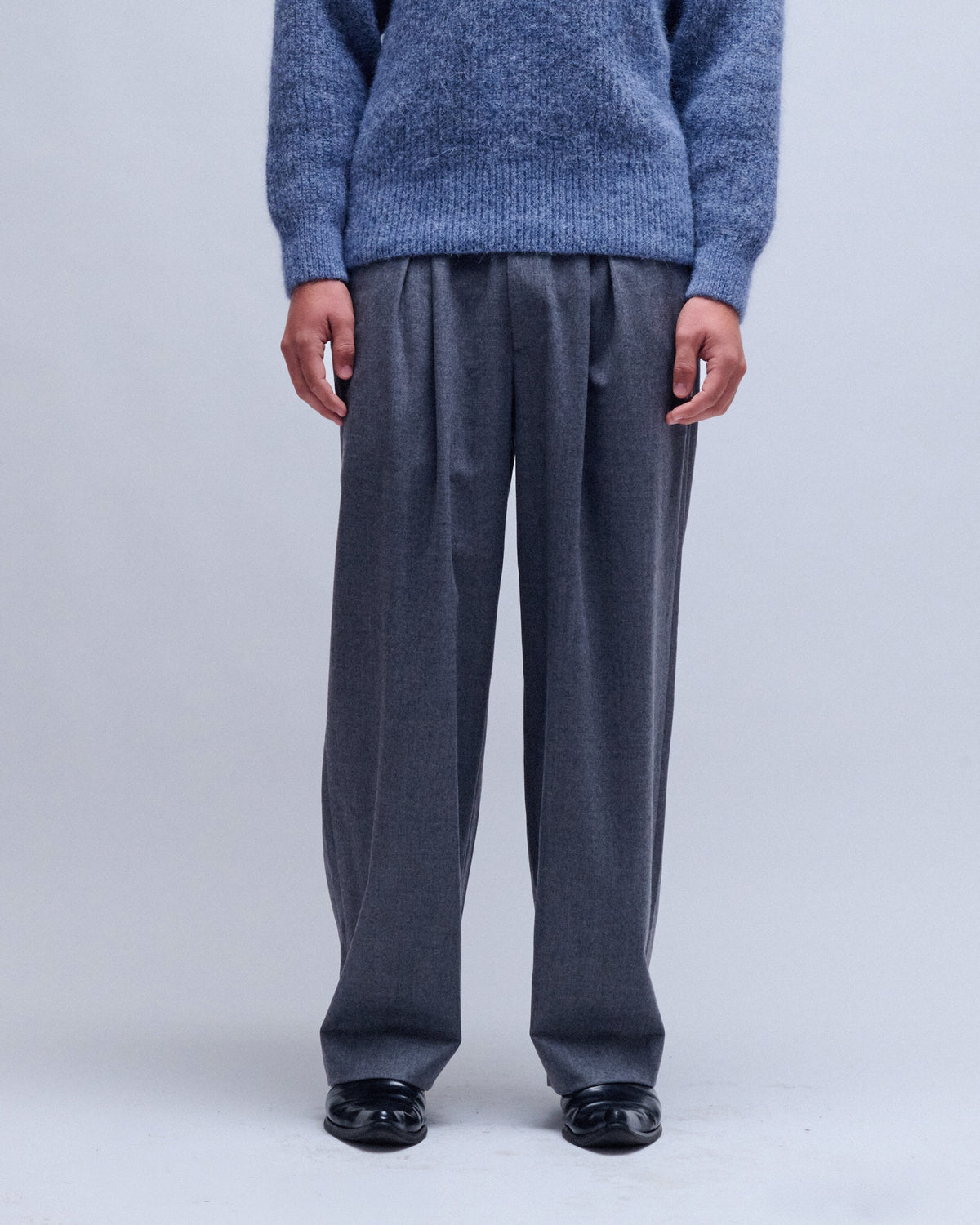 Wool Flannel Easy Wide Trousers