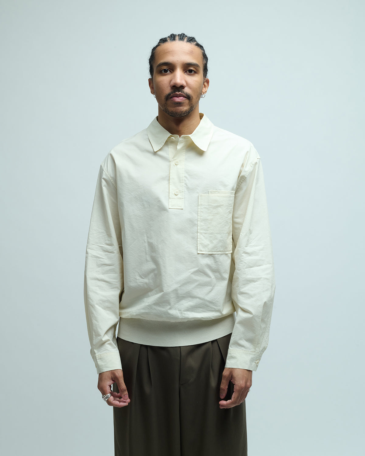 Pocket Pullover Cotton Blend Shirt