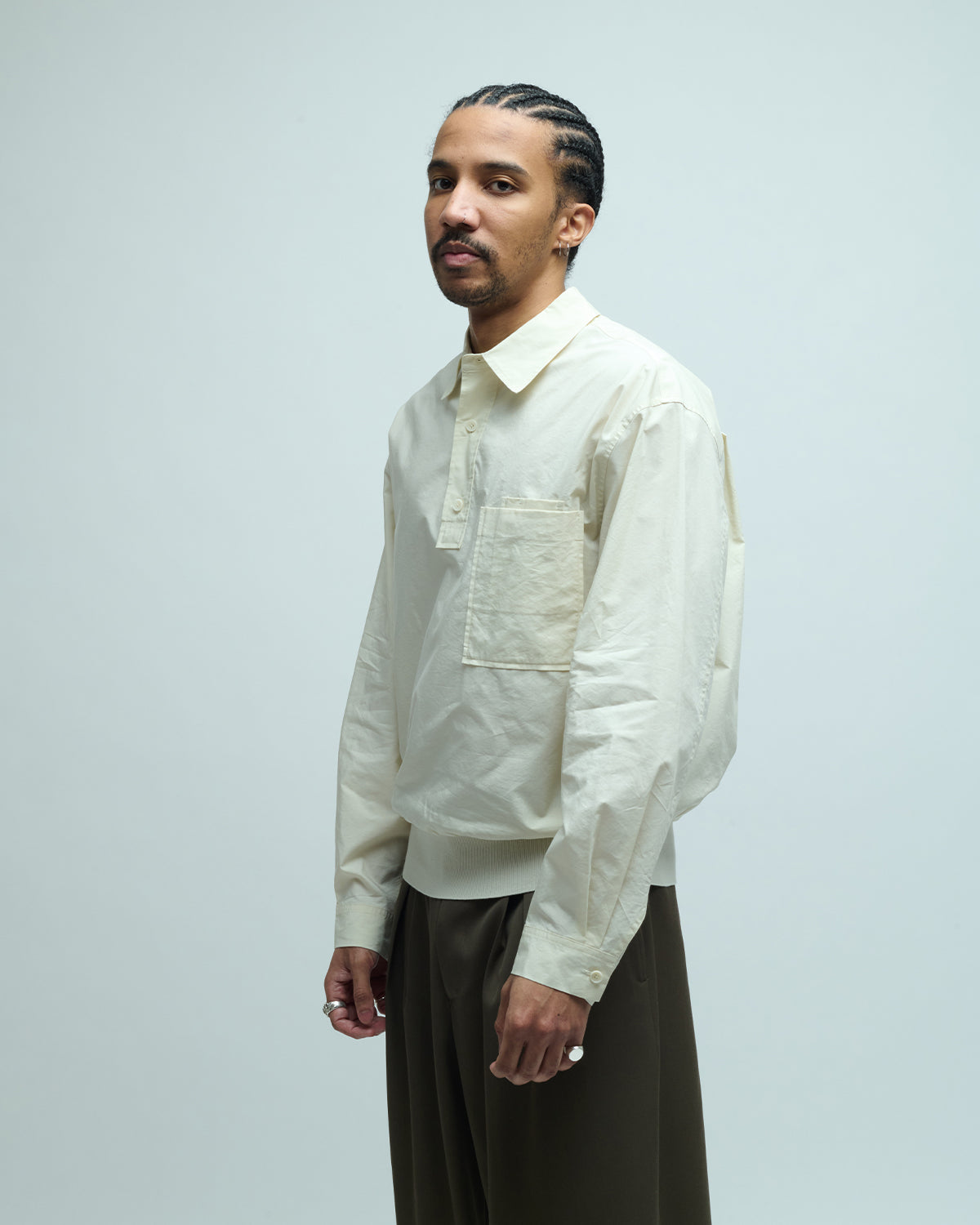 Pocket Pullover Cotton Blend Shirt