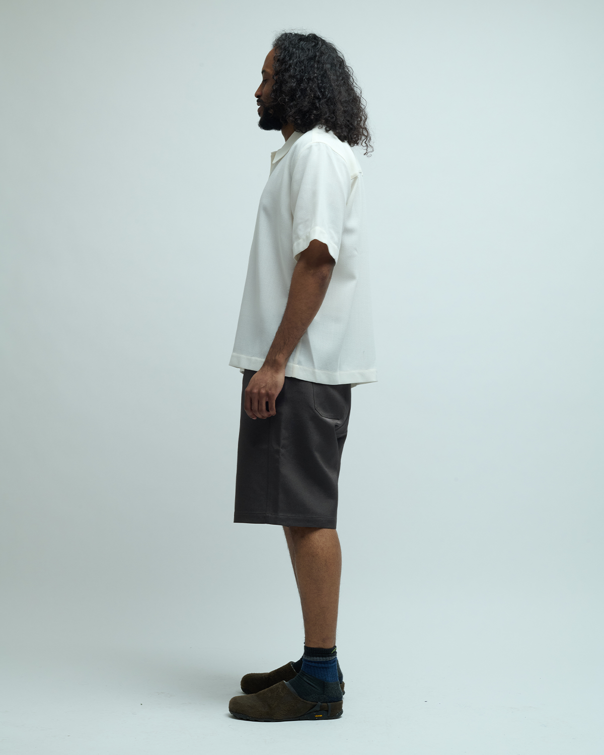 Front Wool Canvas Shorts