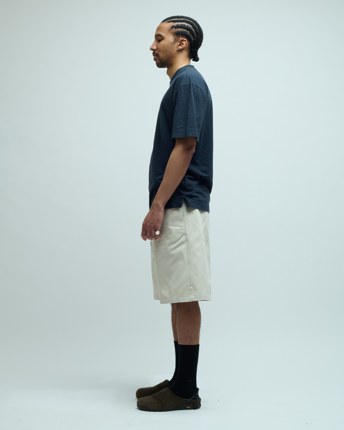 Cotton Blend Stitch Pointed Bermuda Pants