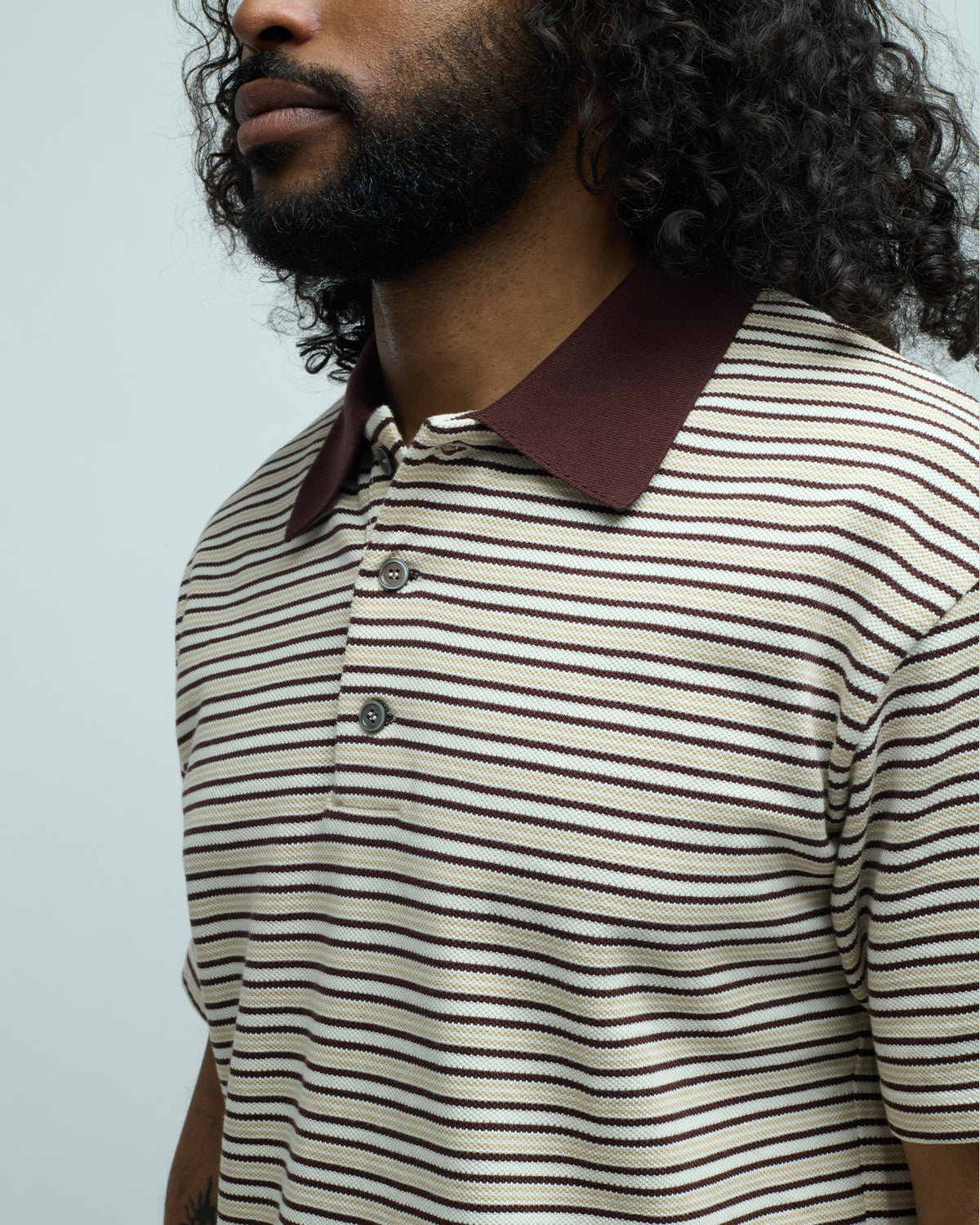 Multi-Pin Polo Stripe Cotton Shirt
