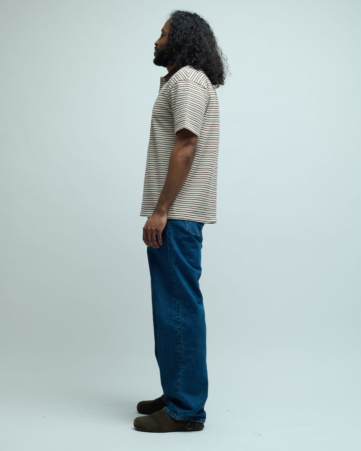 Multi-Pin Polo Stripe Cotton Shirt
