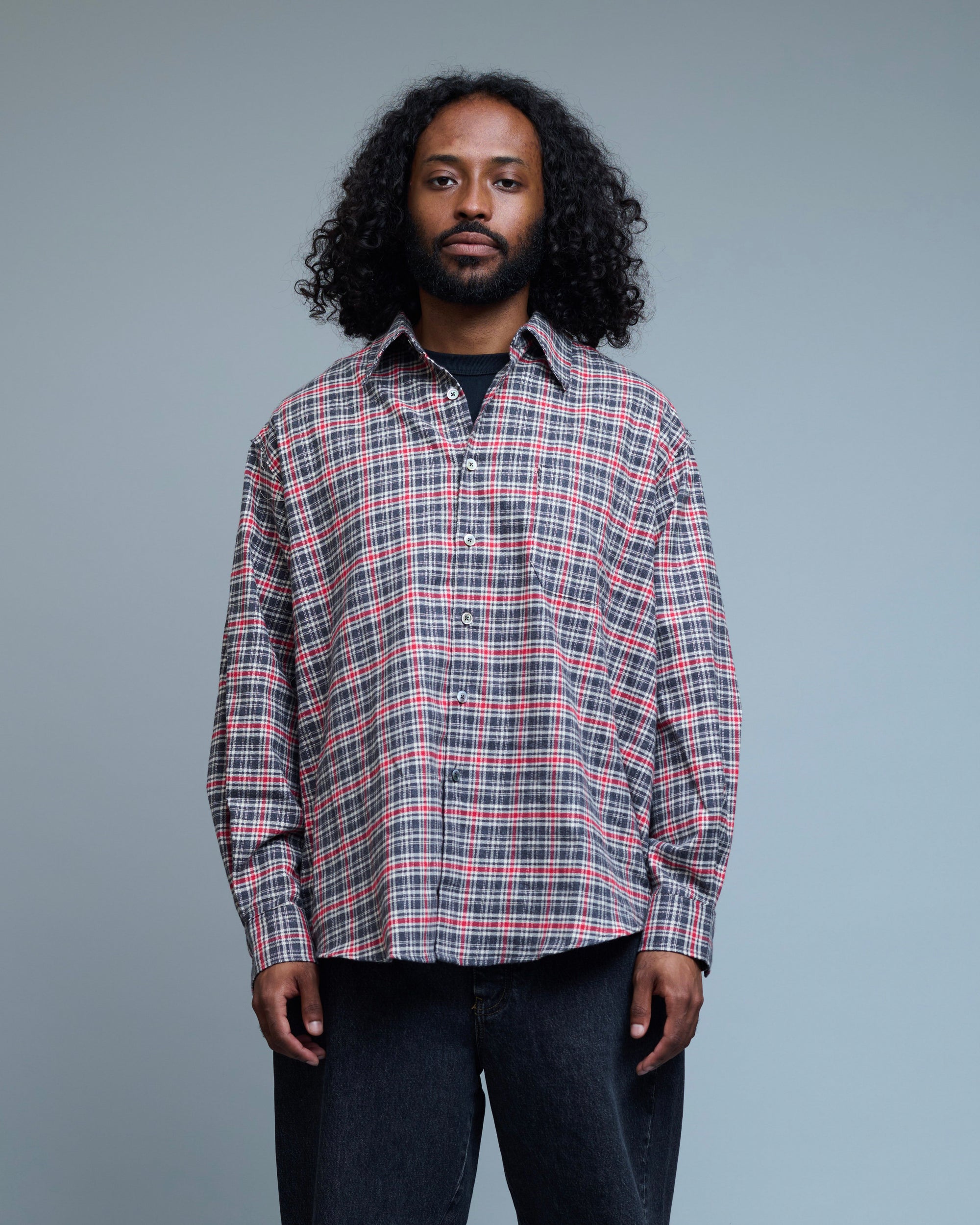 Cutoff Checkered Cotton Shirt