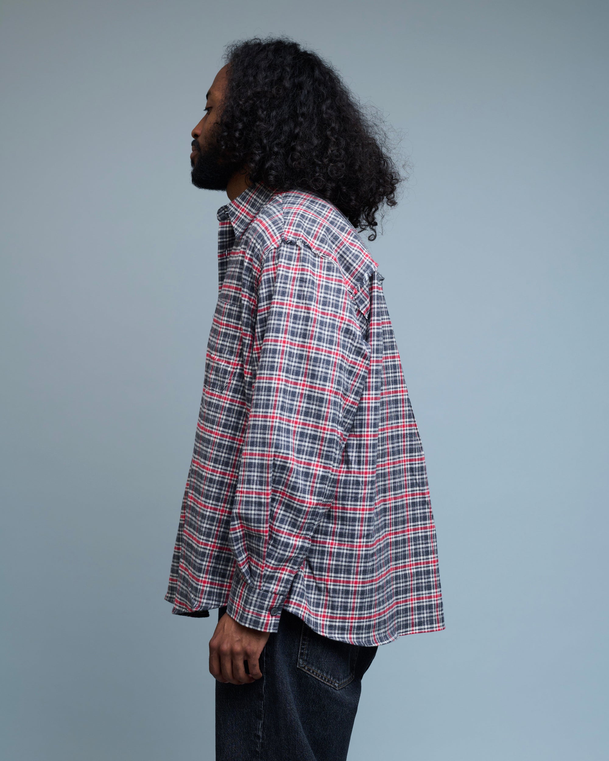 Cutoff Checkered Cotton Shirt