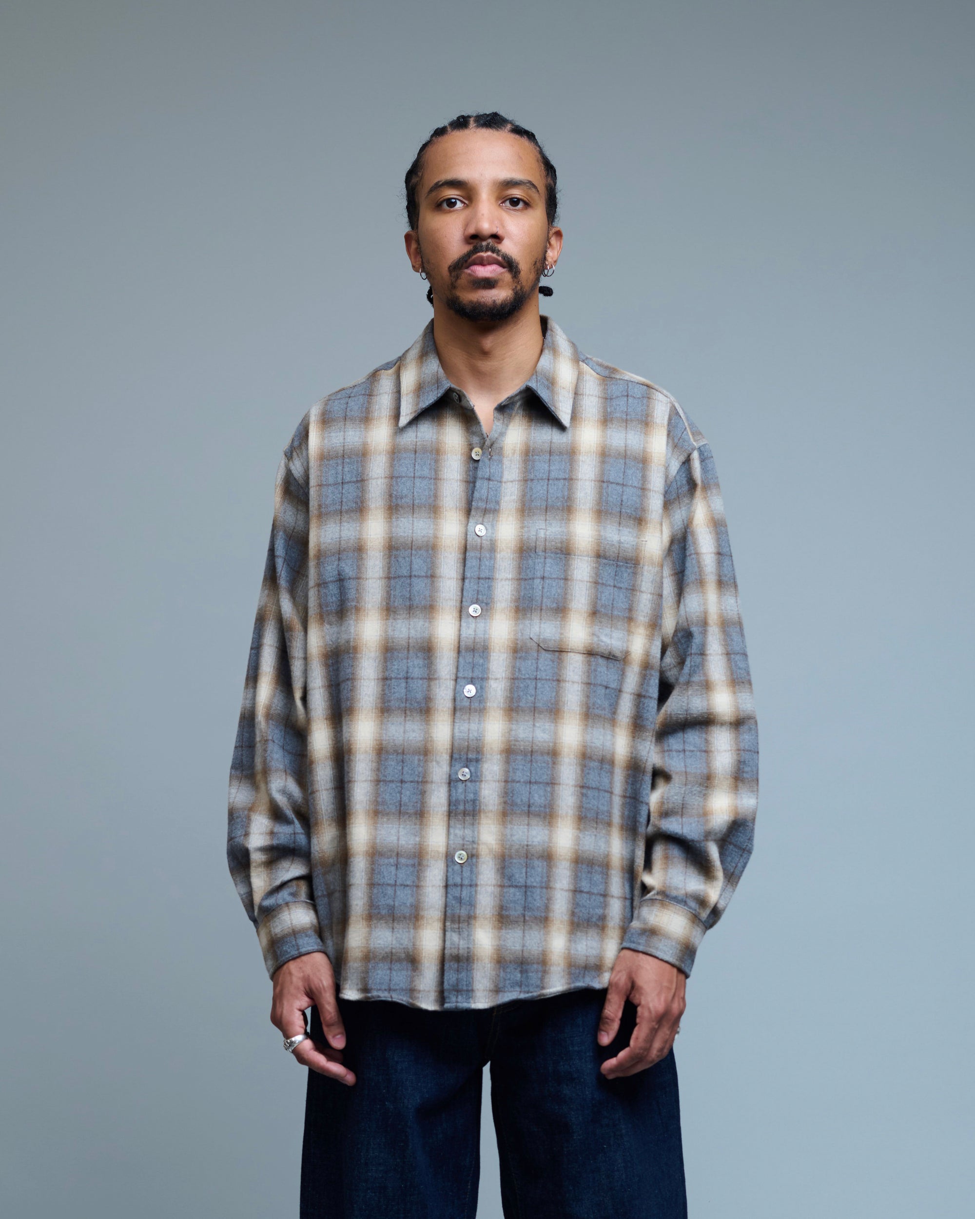 Ombre Flannel One Pocket Checkered Shirt
