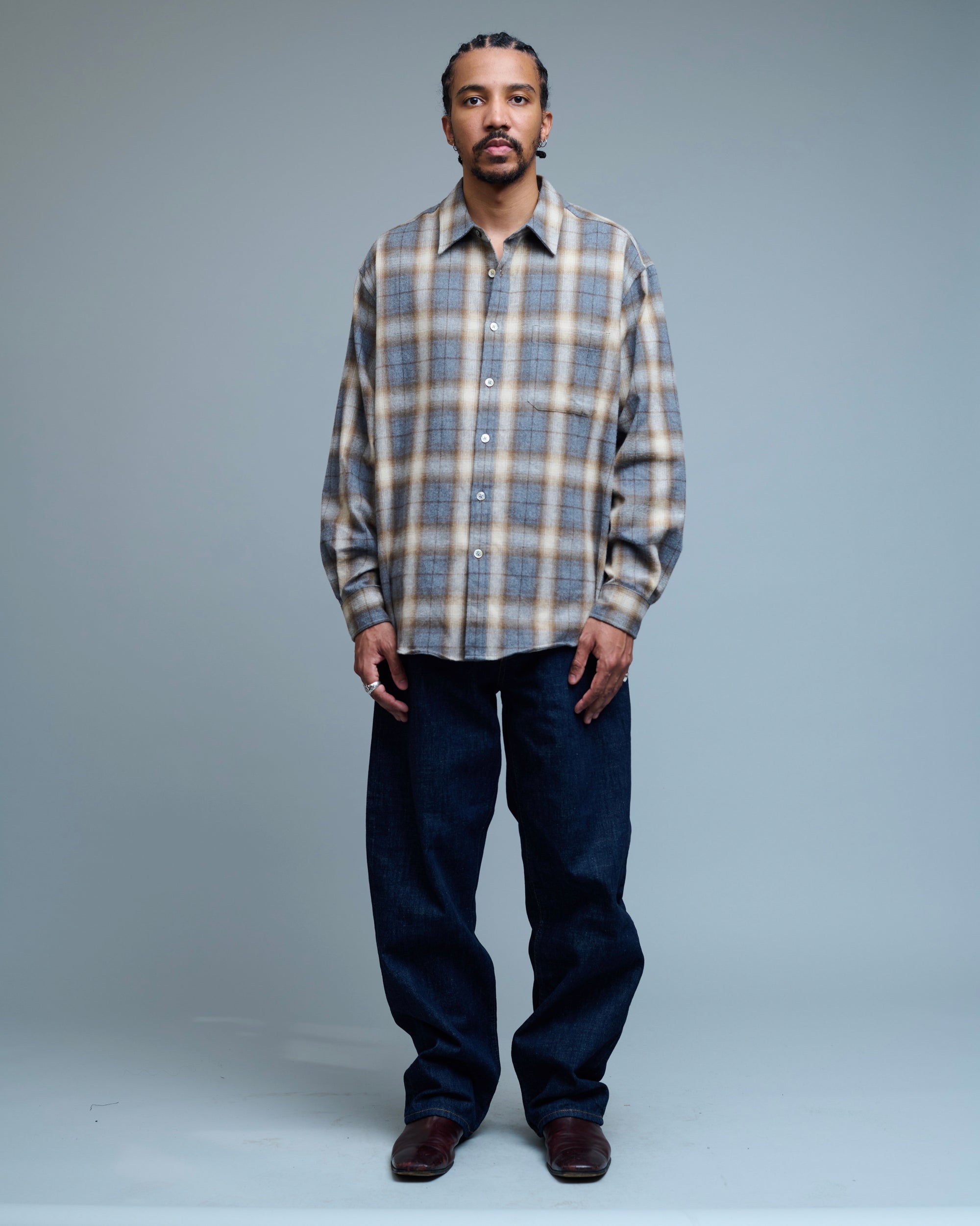 Ombre Flannel One Pocket Checkered Shirt