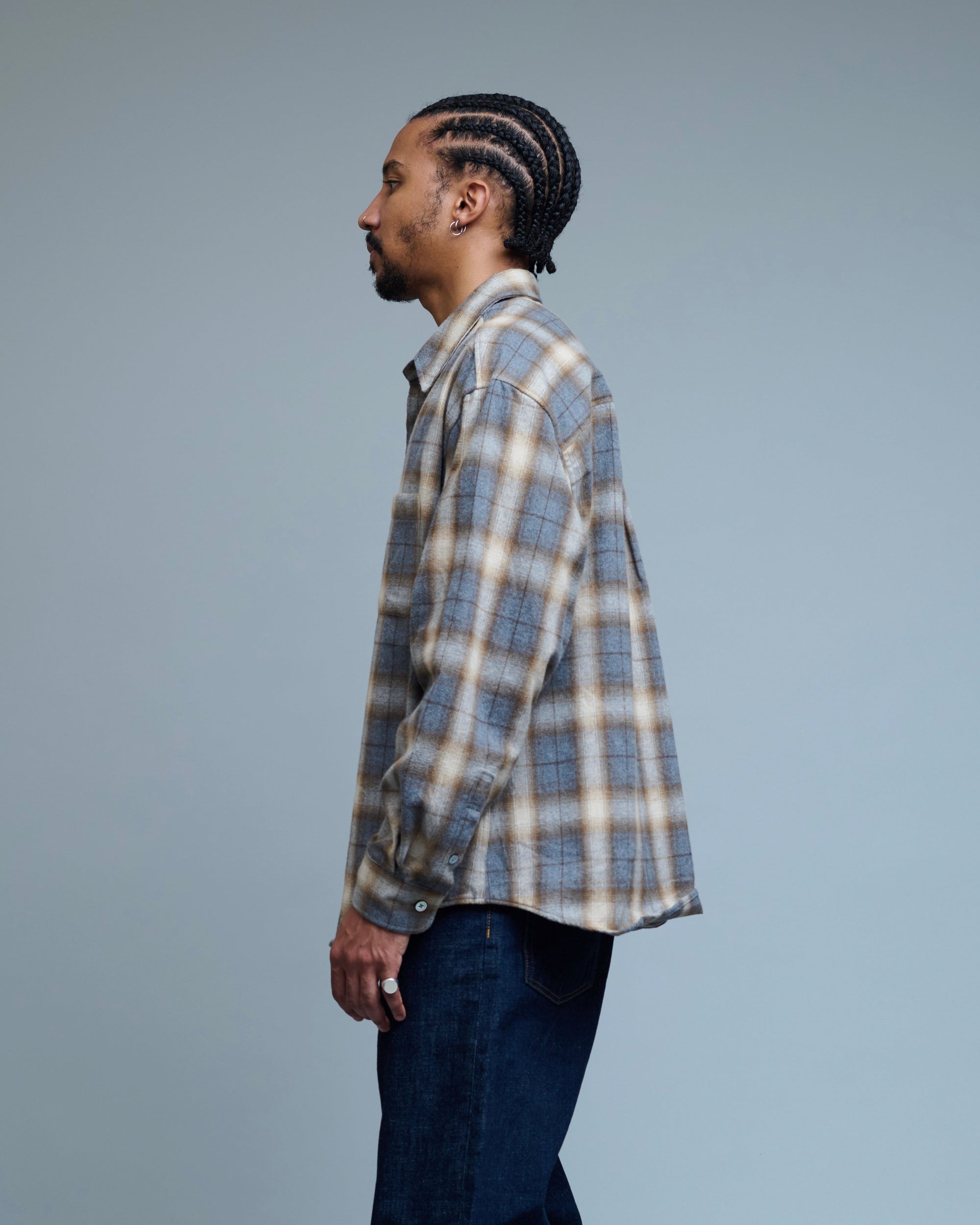 Ombre Flannel One Pocket Checkered Shirt