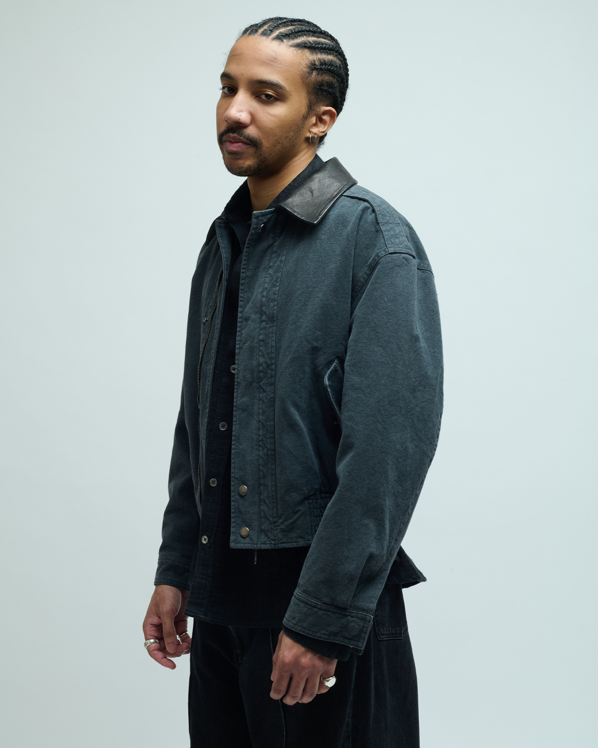 Leather Collar Washed Cationized Bomber