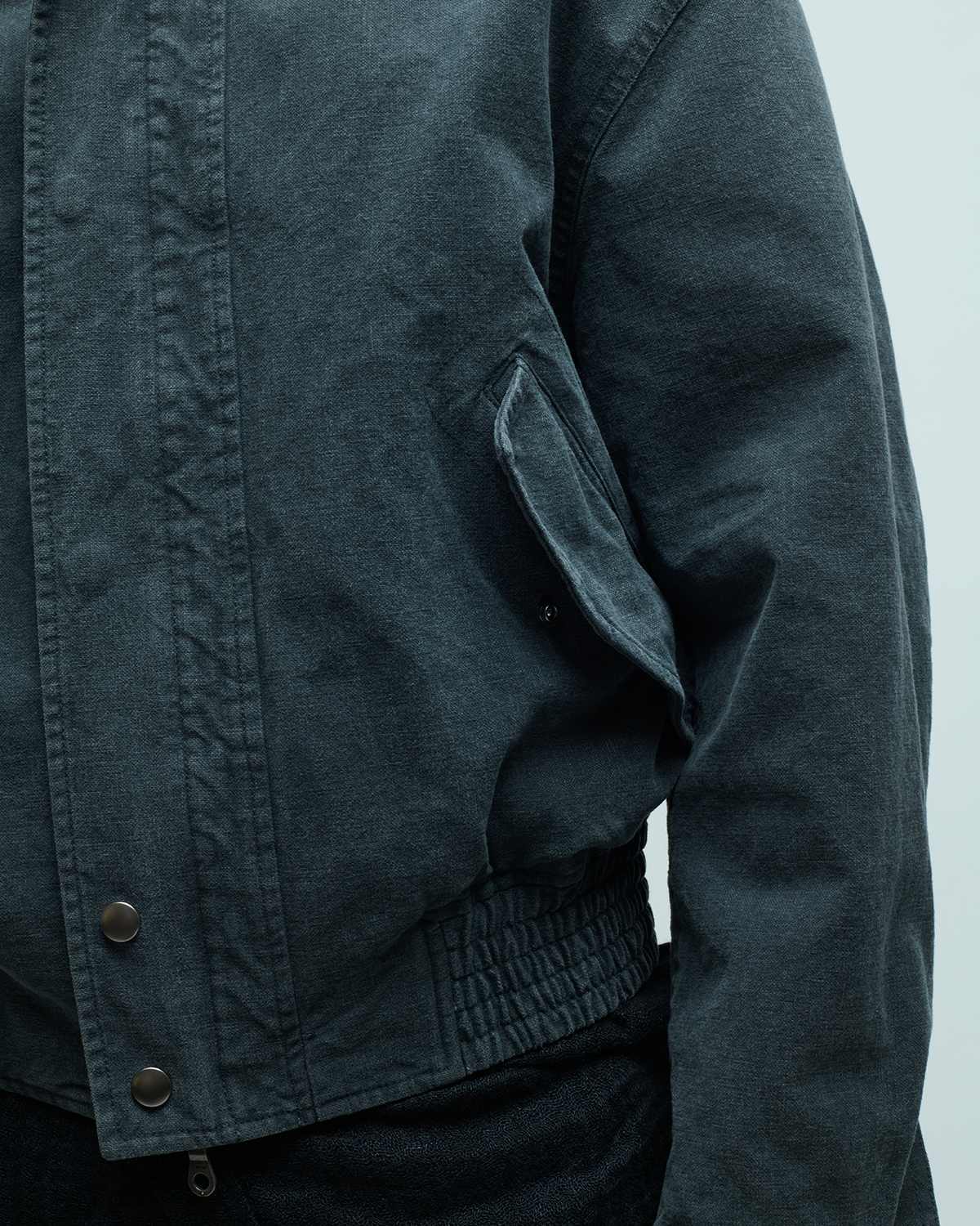 Leather Collar Washed Cationized Bomber