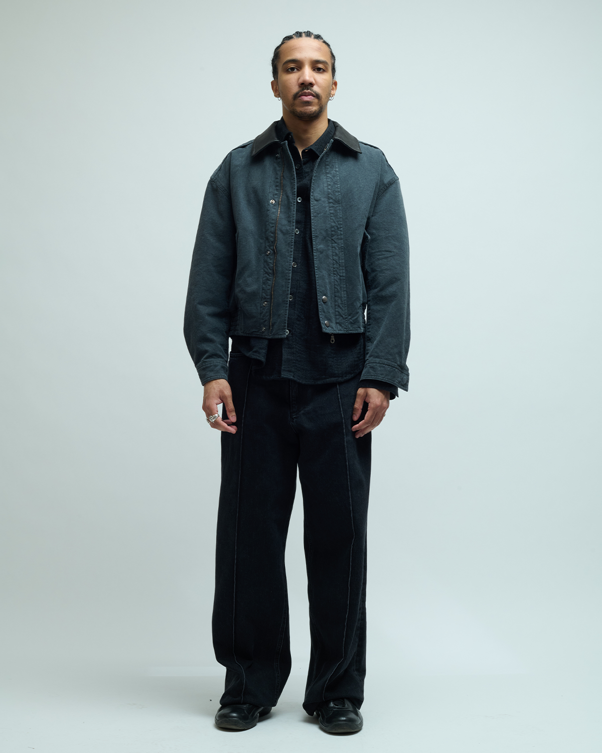 Leather Collar Washed Cationized Bomber